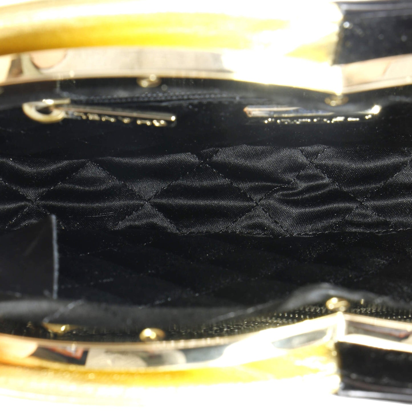 Kisslock Double Circle Clutch Lambskin with Patent