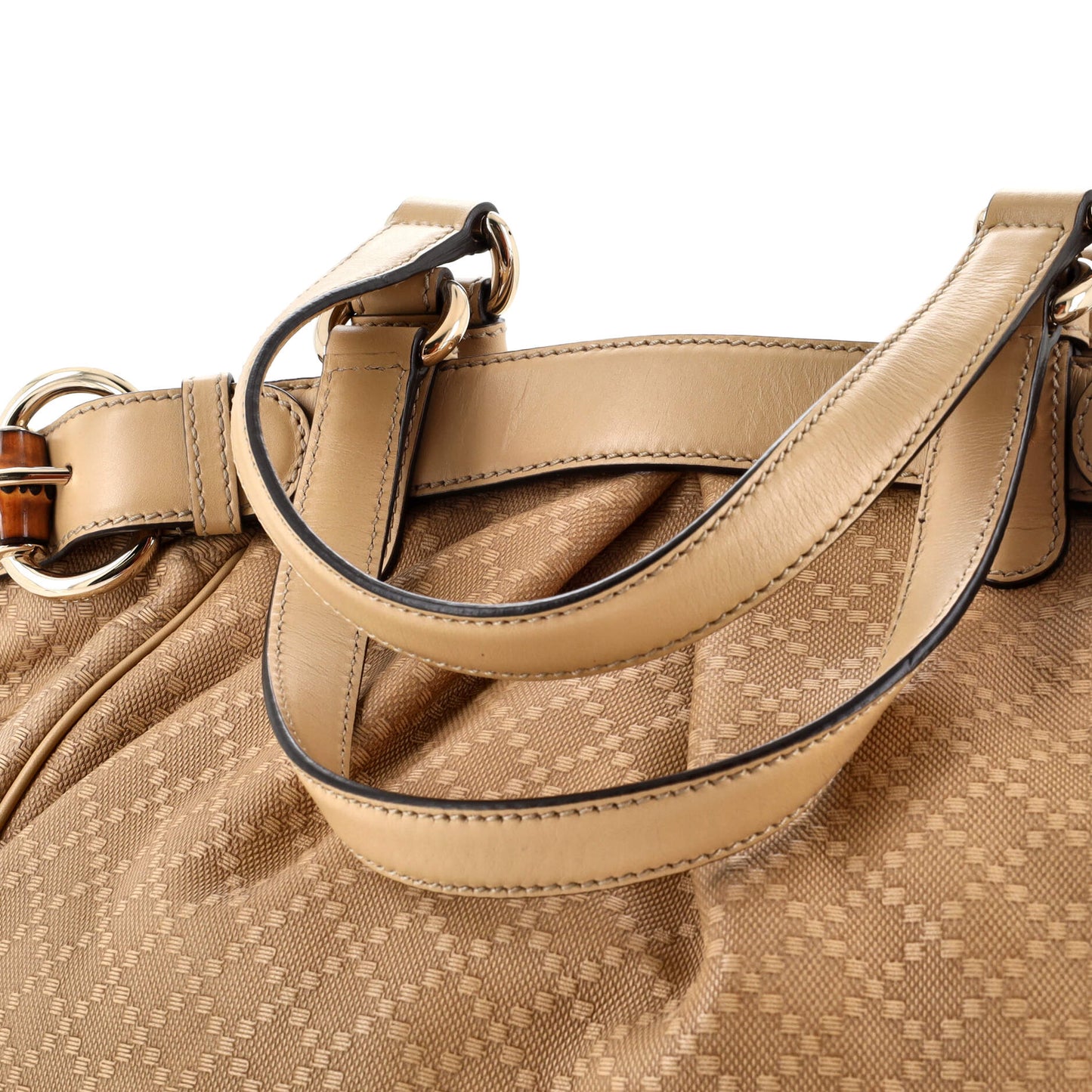 Belted Bamboo Tote Diamante Canvas with Leather Medium