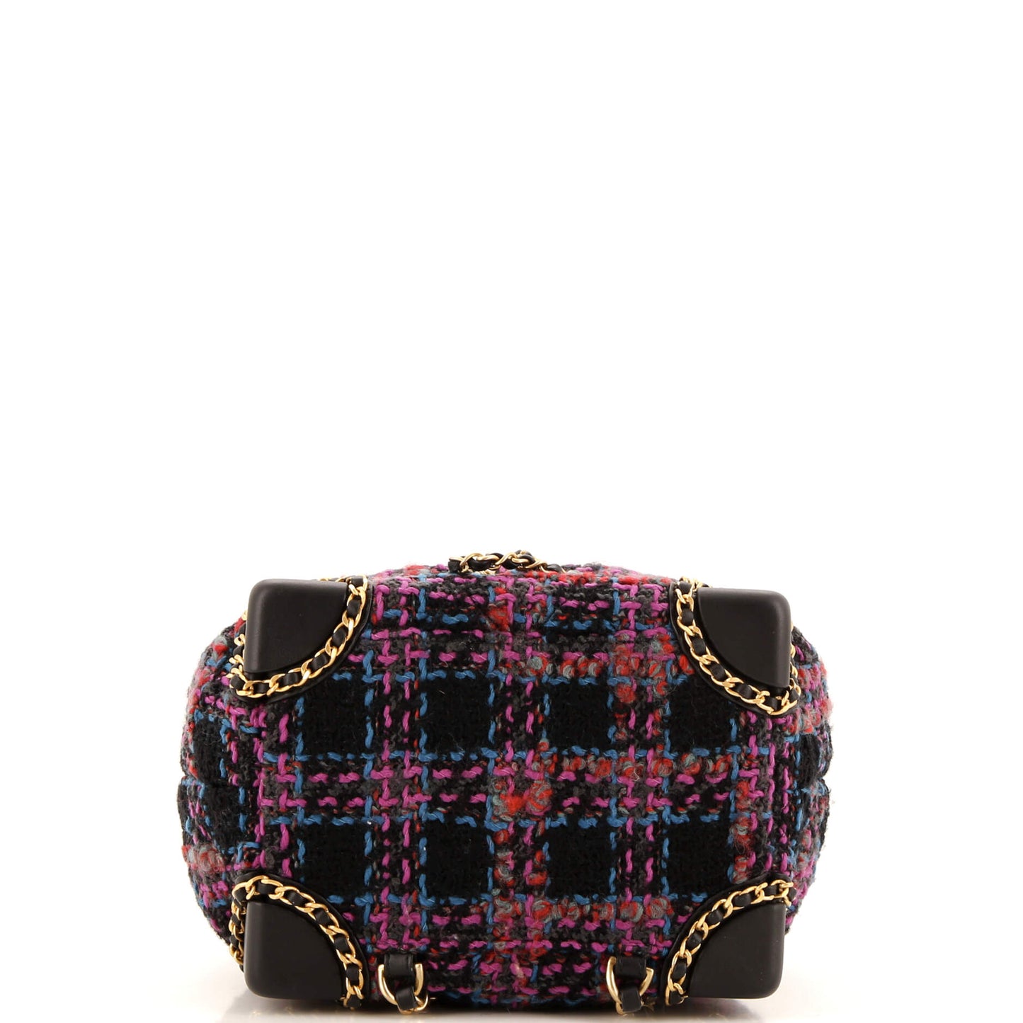 Chained Drawstring CC Bucket Backpack Quilted Tweed Small