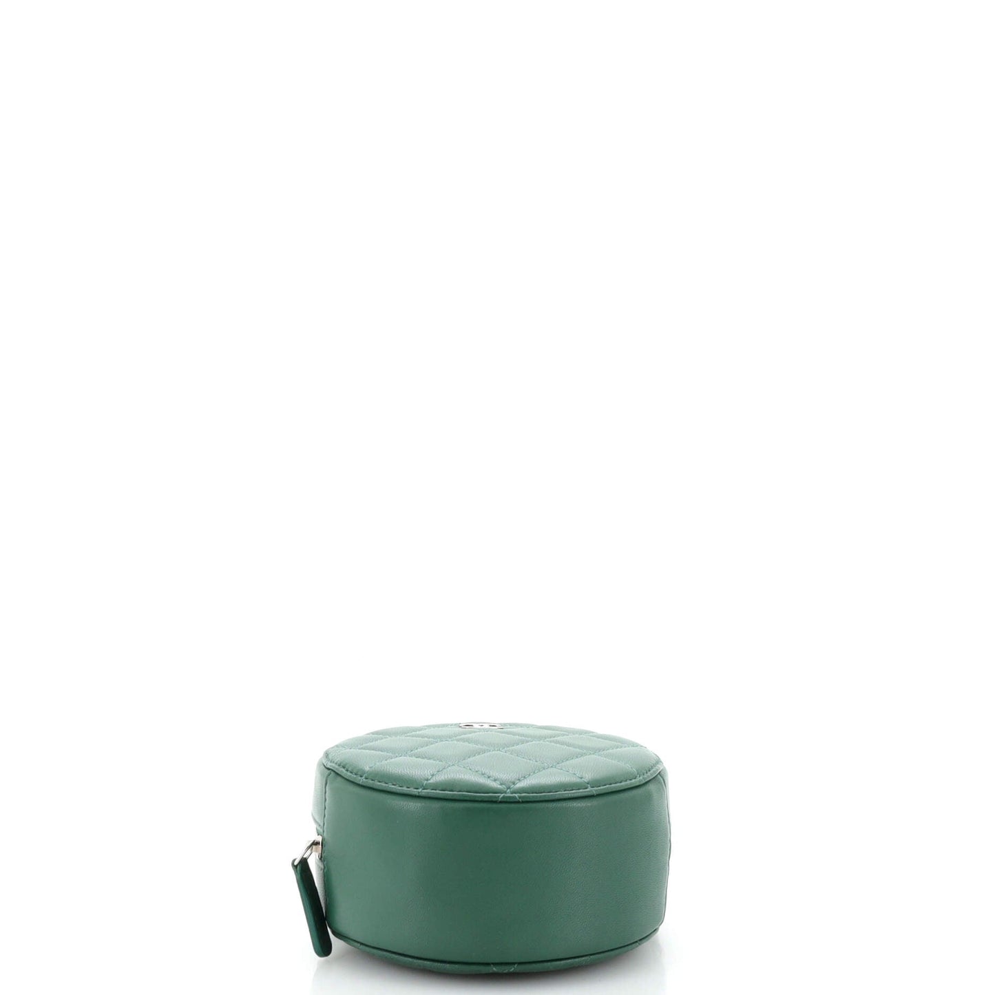 Round Clutch with Chain Quilted Lambskin Mini