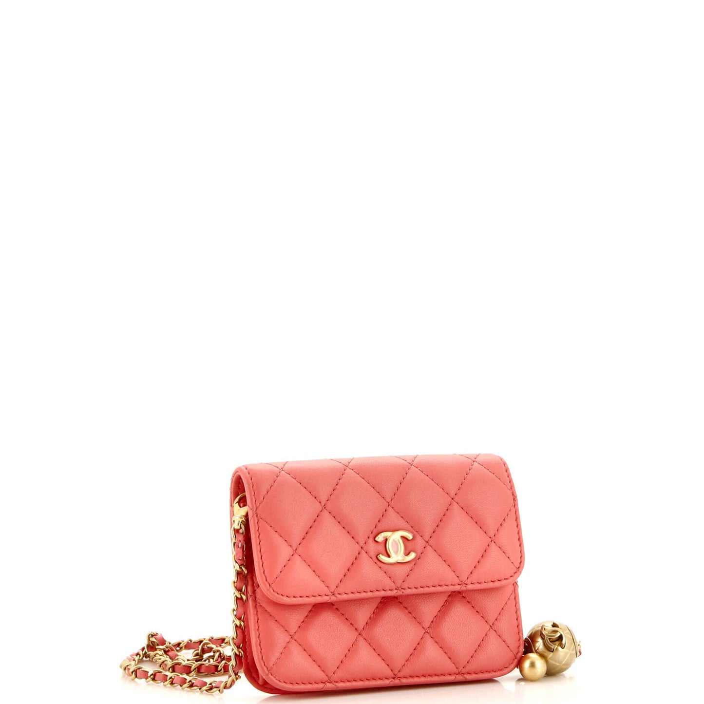 Pearl Crush Flap Clutch with Chain Quilted Lambskin Mini