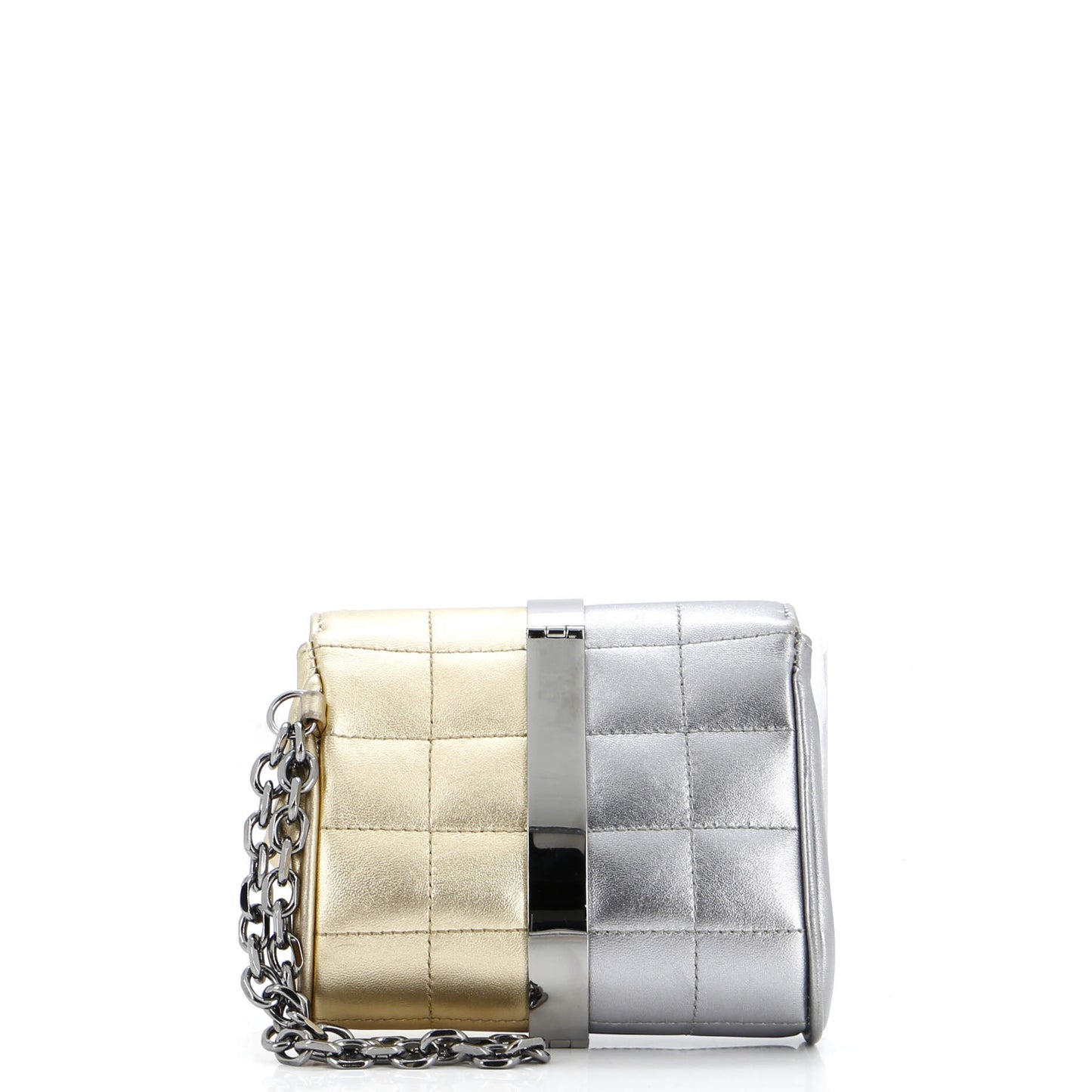 Vintage Two Tone Square Wristlet Clutch Quilted Leather