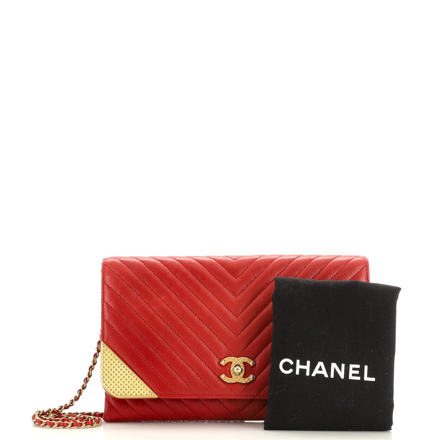 Rock The Corner Flap Clutch on Chain Chevron Calfskin