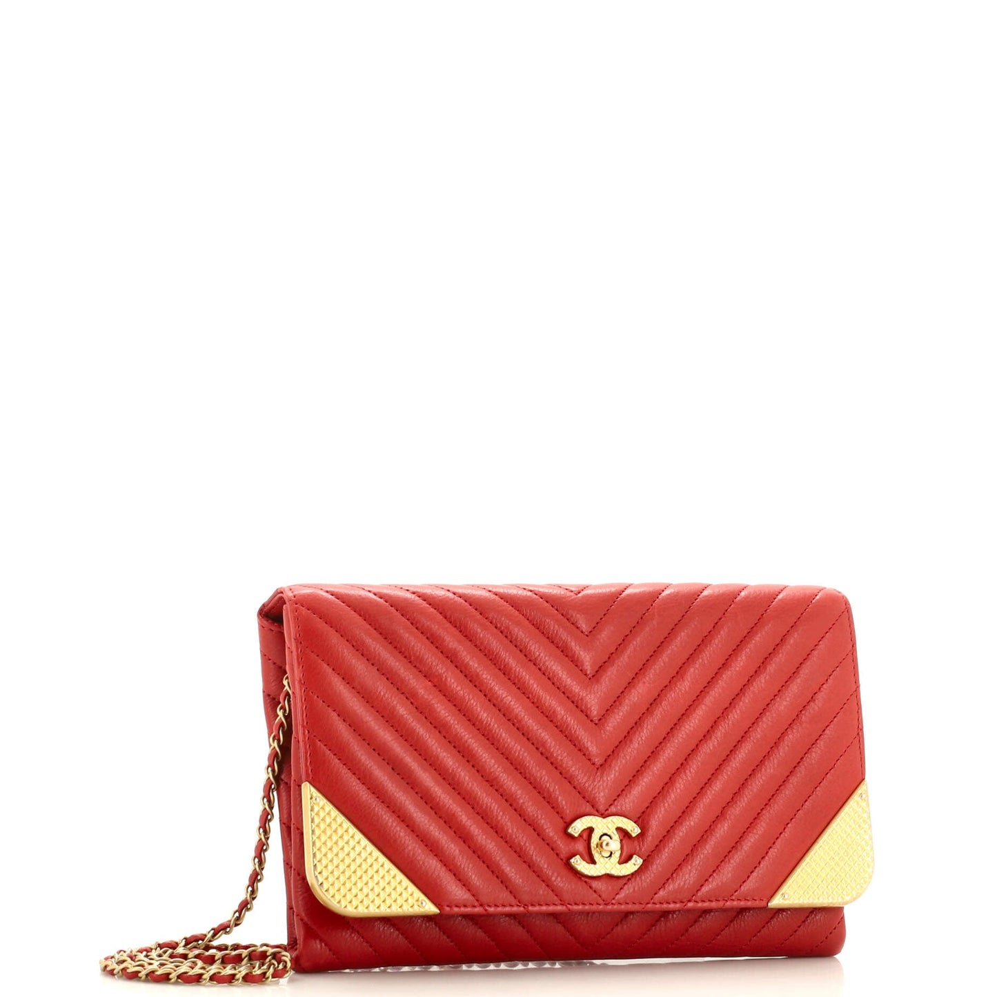 Rock The Corner Flap Clutch on Chain Chevron Calfskin