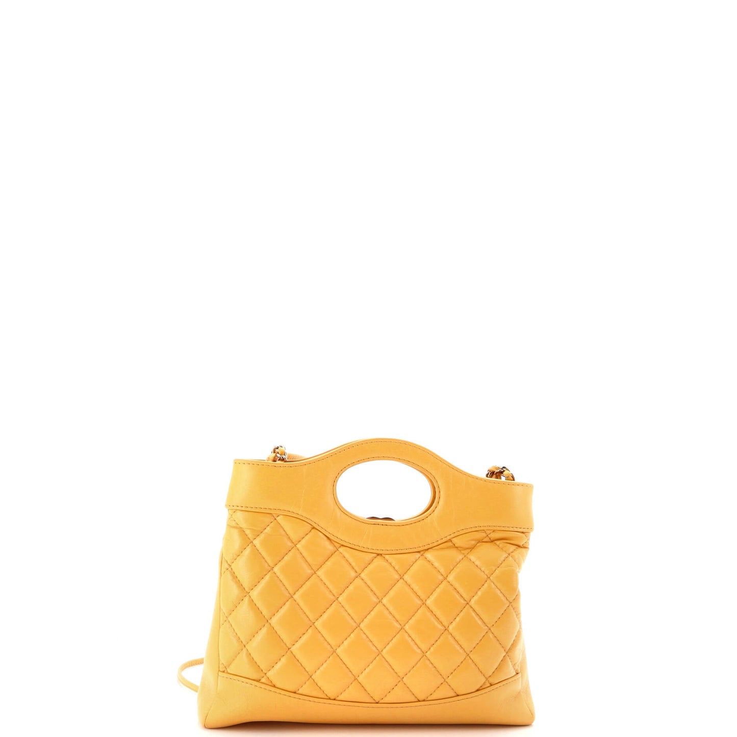 31 Shopping Bag Clutch with Chain Quilted Shiny Lambskin Small