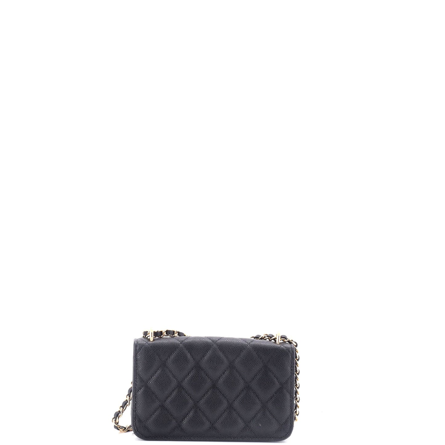 Pocket Twins Clutch with Chain Quilted Caviar