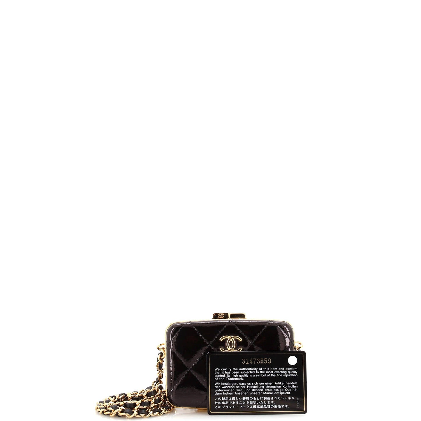 Framed Box Clutch with Chain Quilted Patent Mini