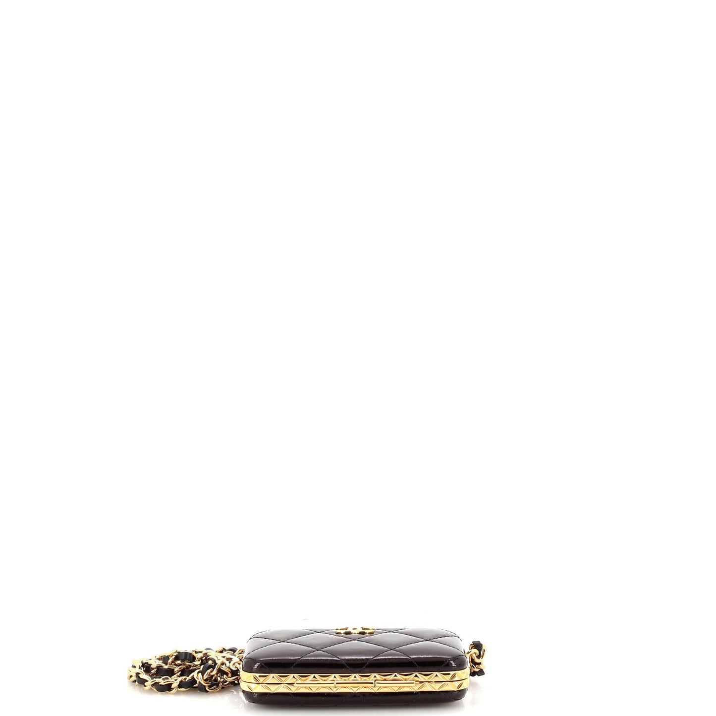 Framed Box Clutch with Chain Quilted Patent Mini