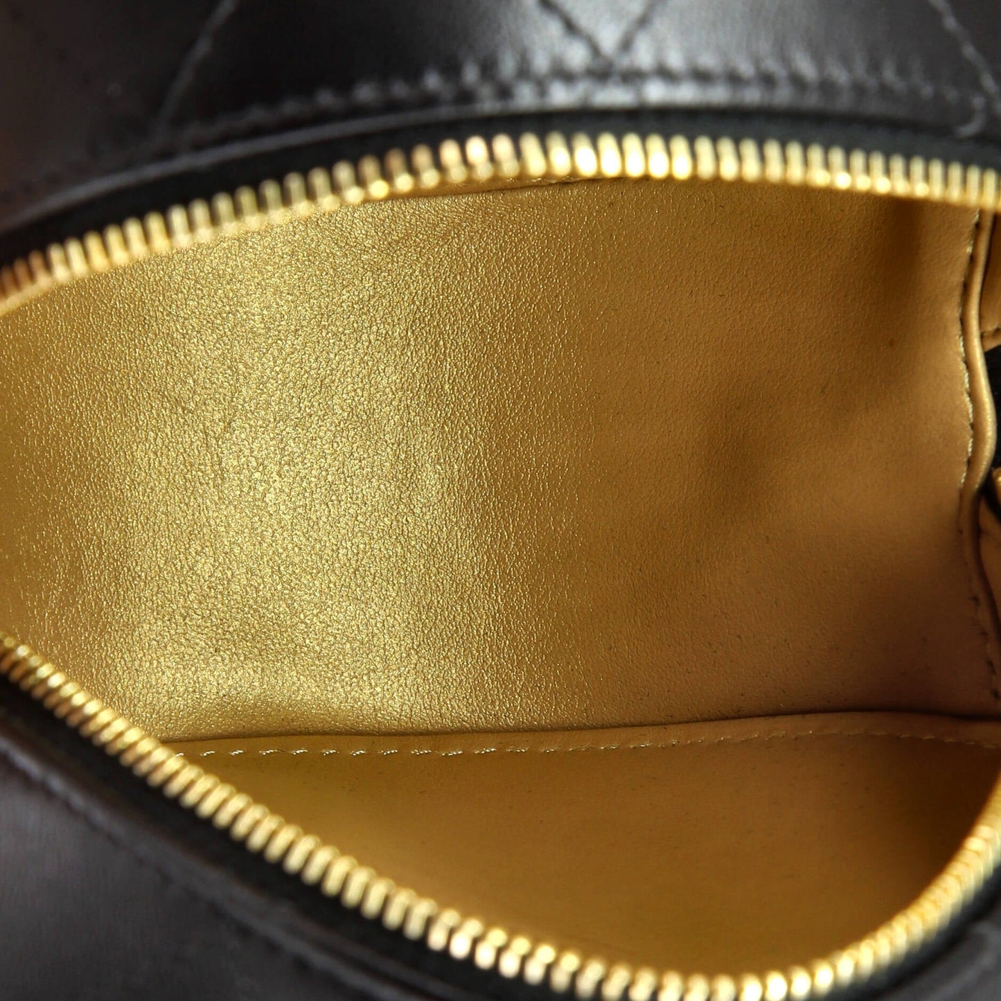 Golden Plate Round Clutch with Chain Quilted Metal and Lambskin Mini