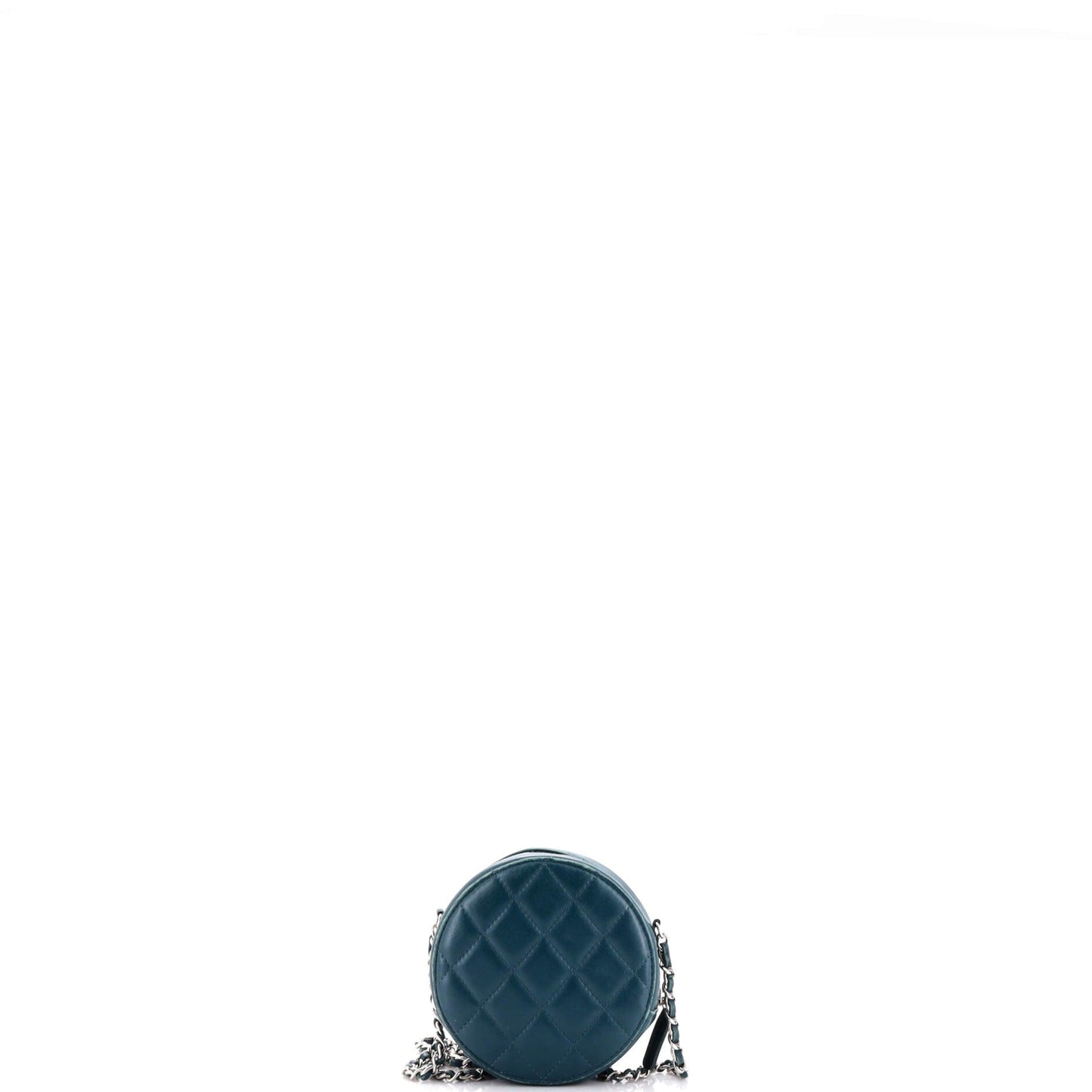 Round Clutch with Chain Quilted Lambskin Mini
