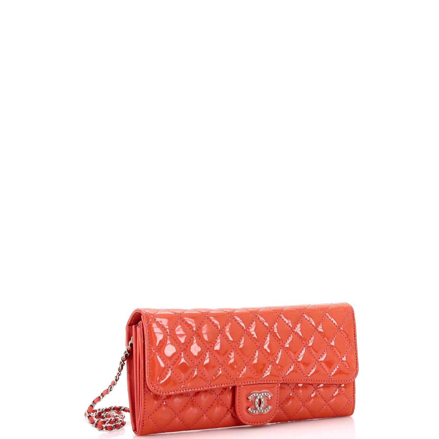 Brilliant Wallet on Chain Clutch Quilted Patent East West