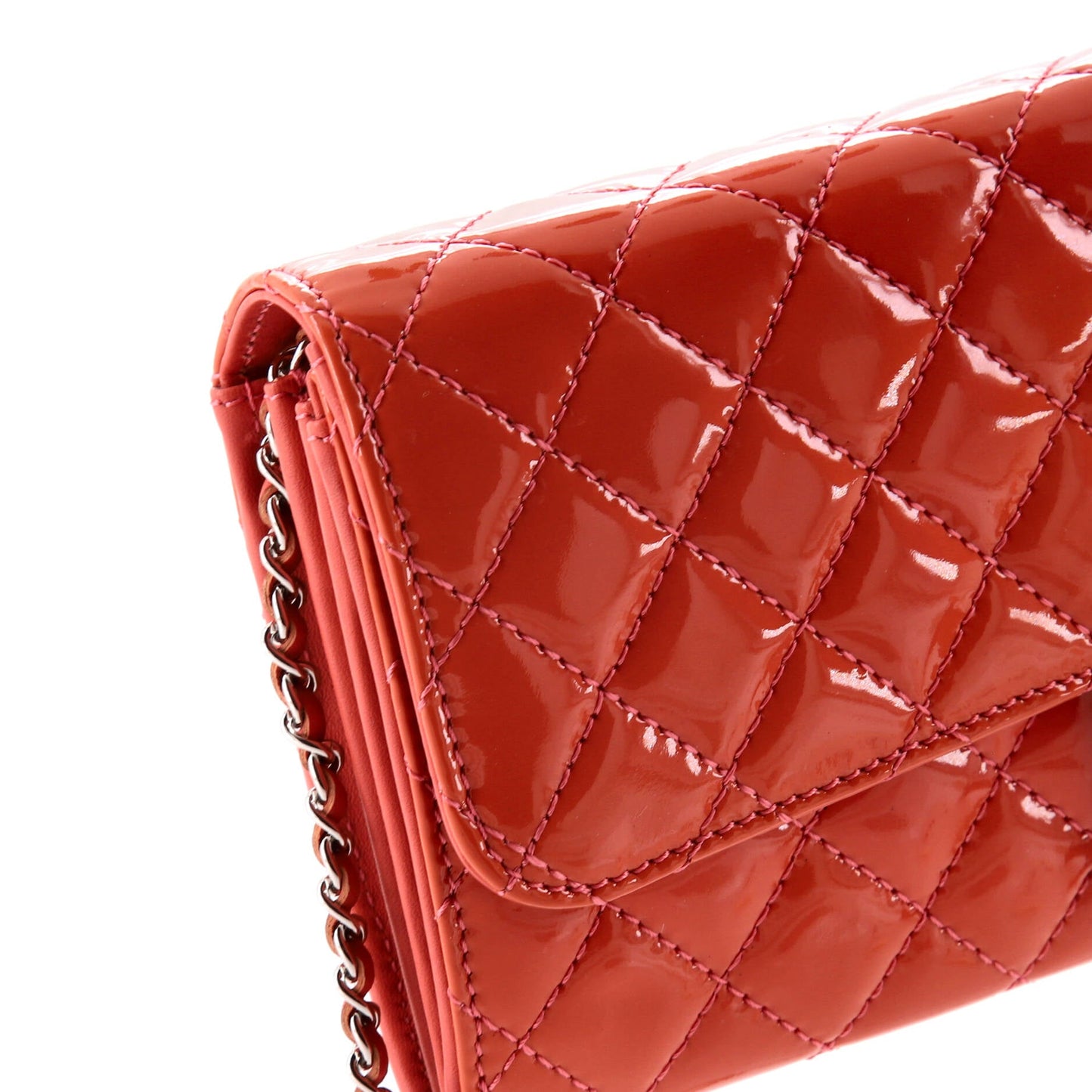 Brilliant Wallet on Chain Clutch Quilted Patent East West