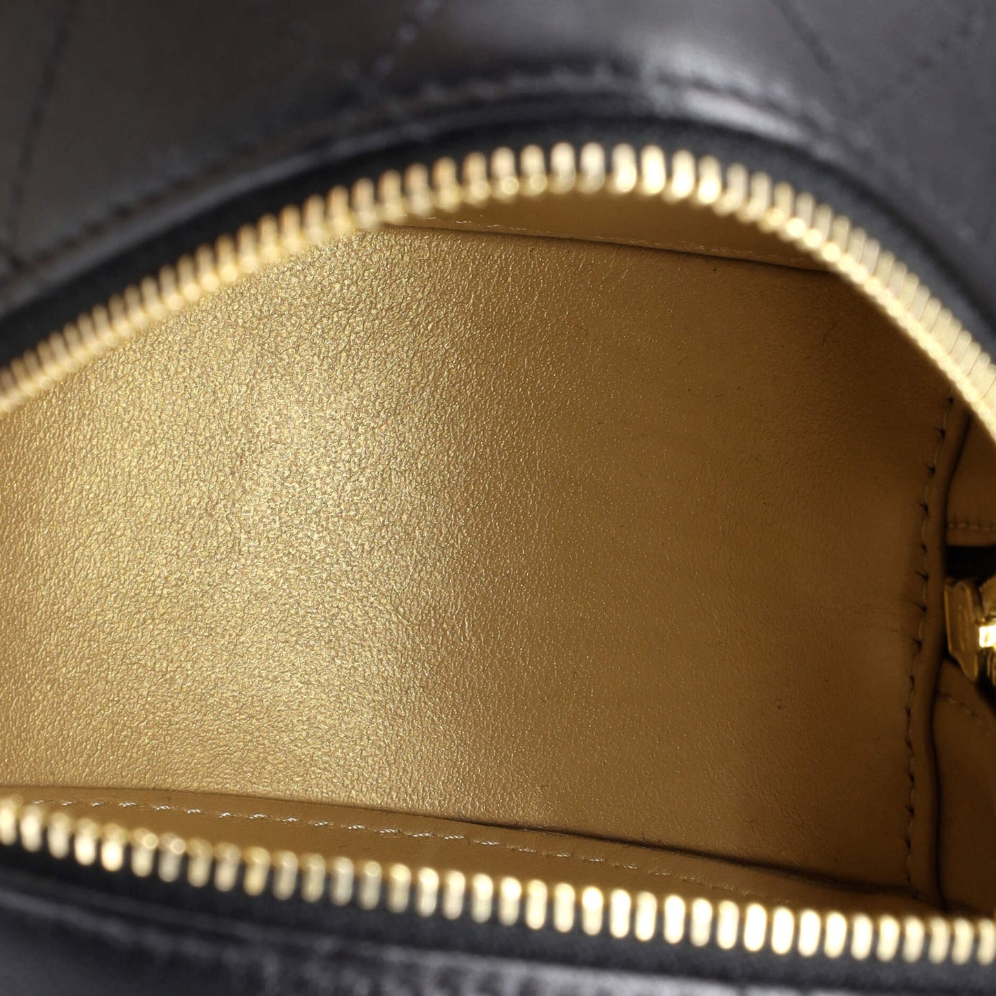 Golden Plate Round Clutch with Chain Quilted Metal and Lambskin Mini