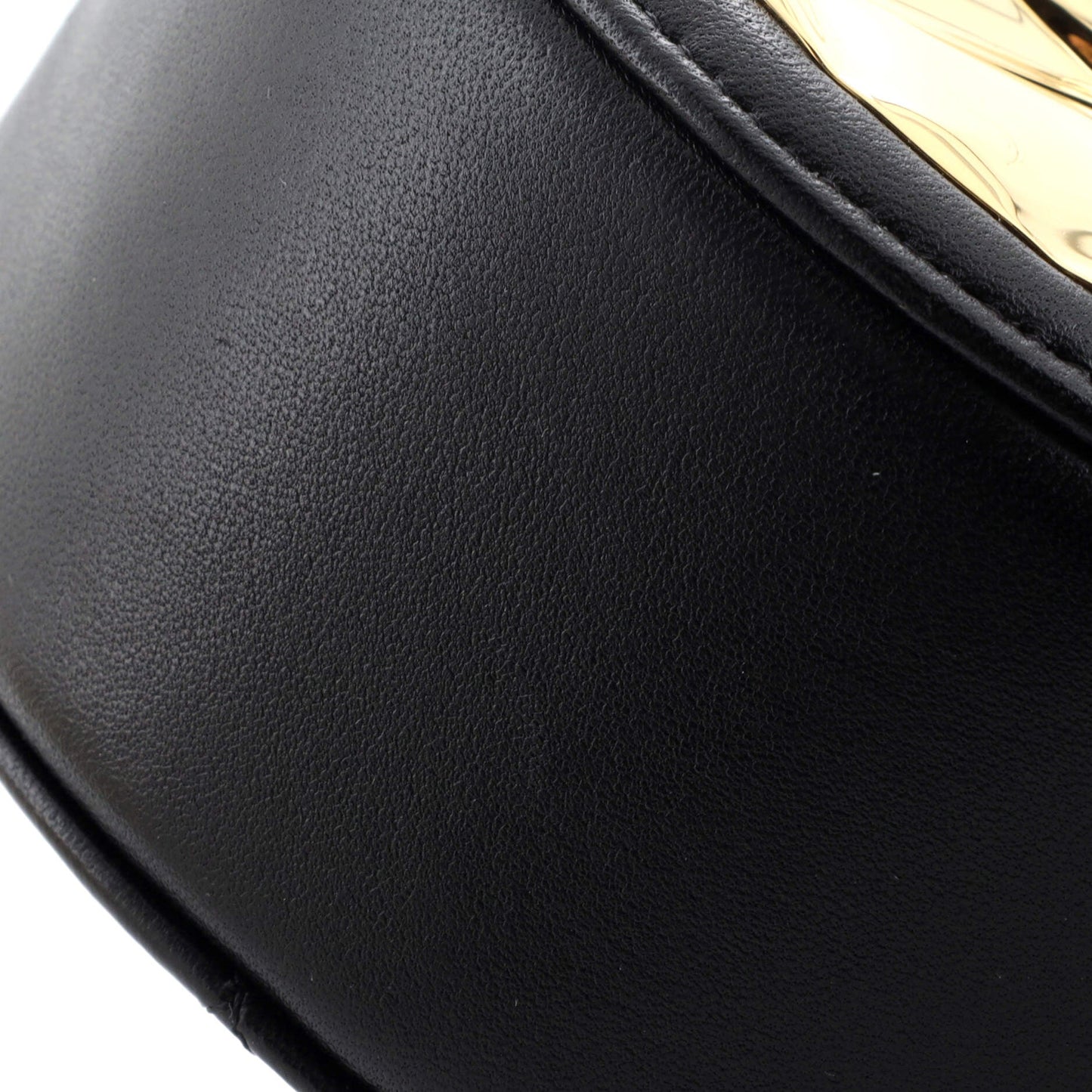 Golden Plate Round Clutch with Chain Quilted Metal and Lambskin Mini