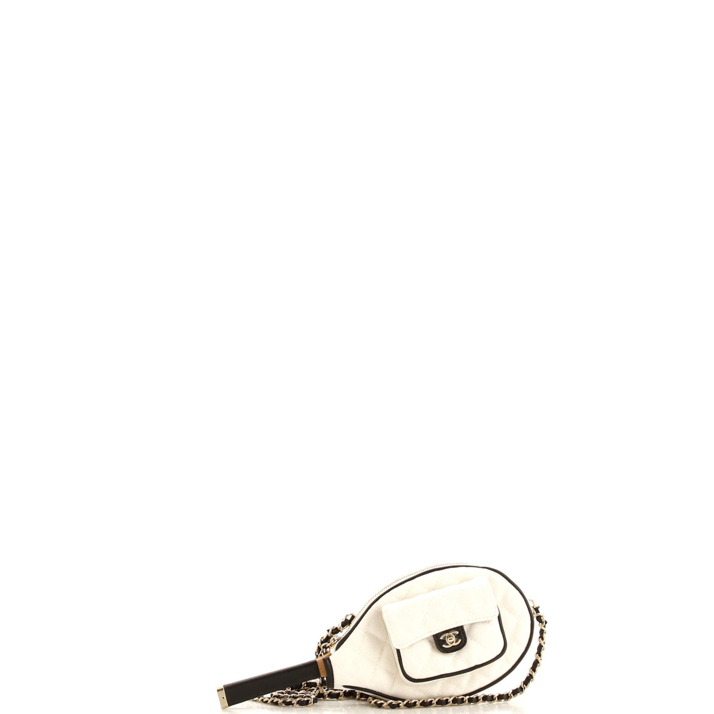 CC Tennis Racket Clutch with Chain Quilted Canvas and Leather