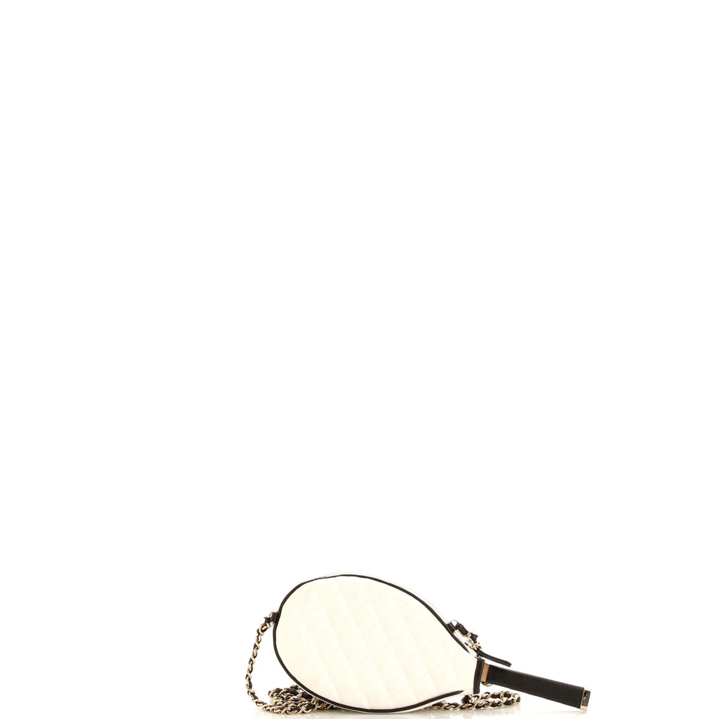 CC Tennis Racket Clutch with Chain Quilted Canvas and Leather