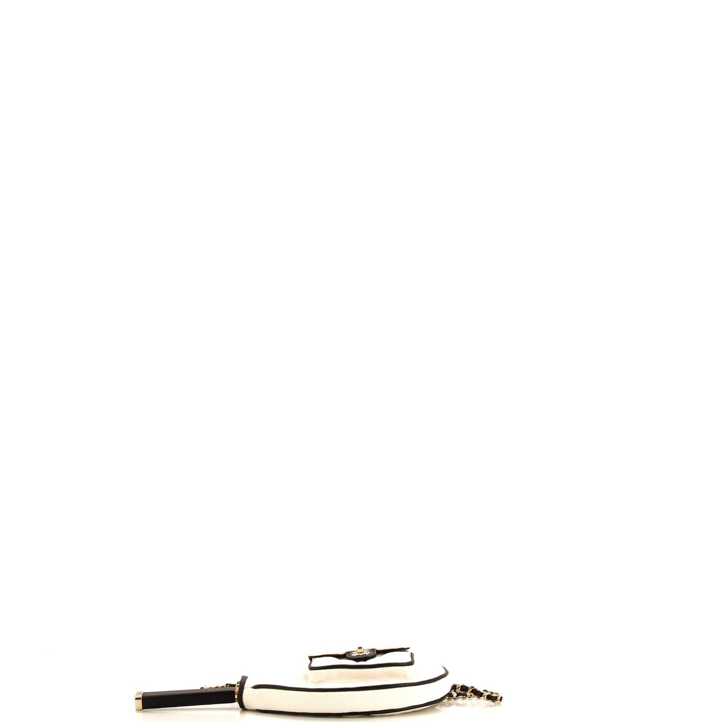 CC Tennis Racket Clutch with Chain Quilted Canvas and Leather