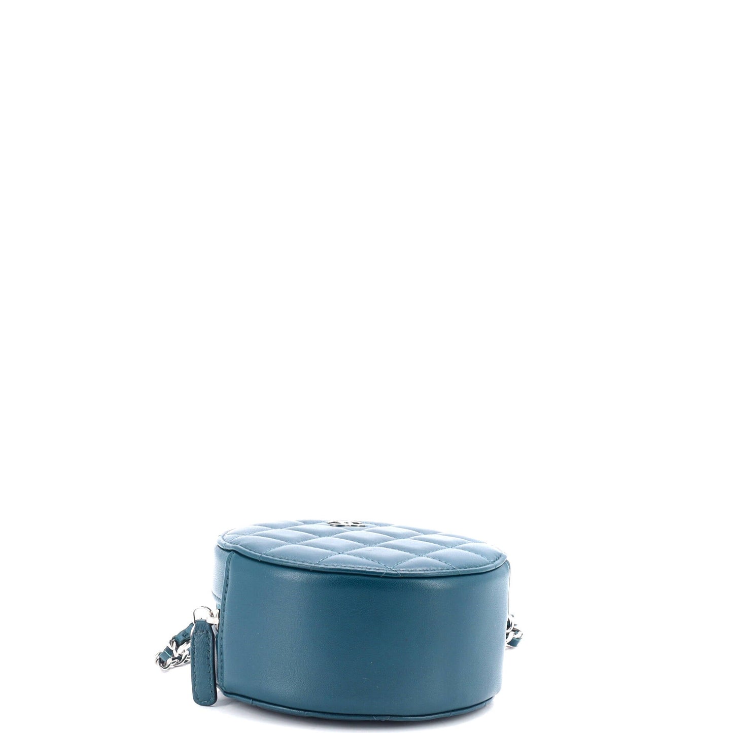 Round Clutch with Chain Quilted Lambskin Mini