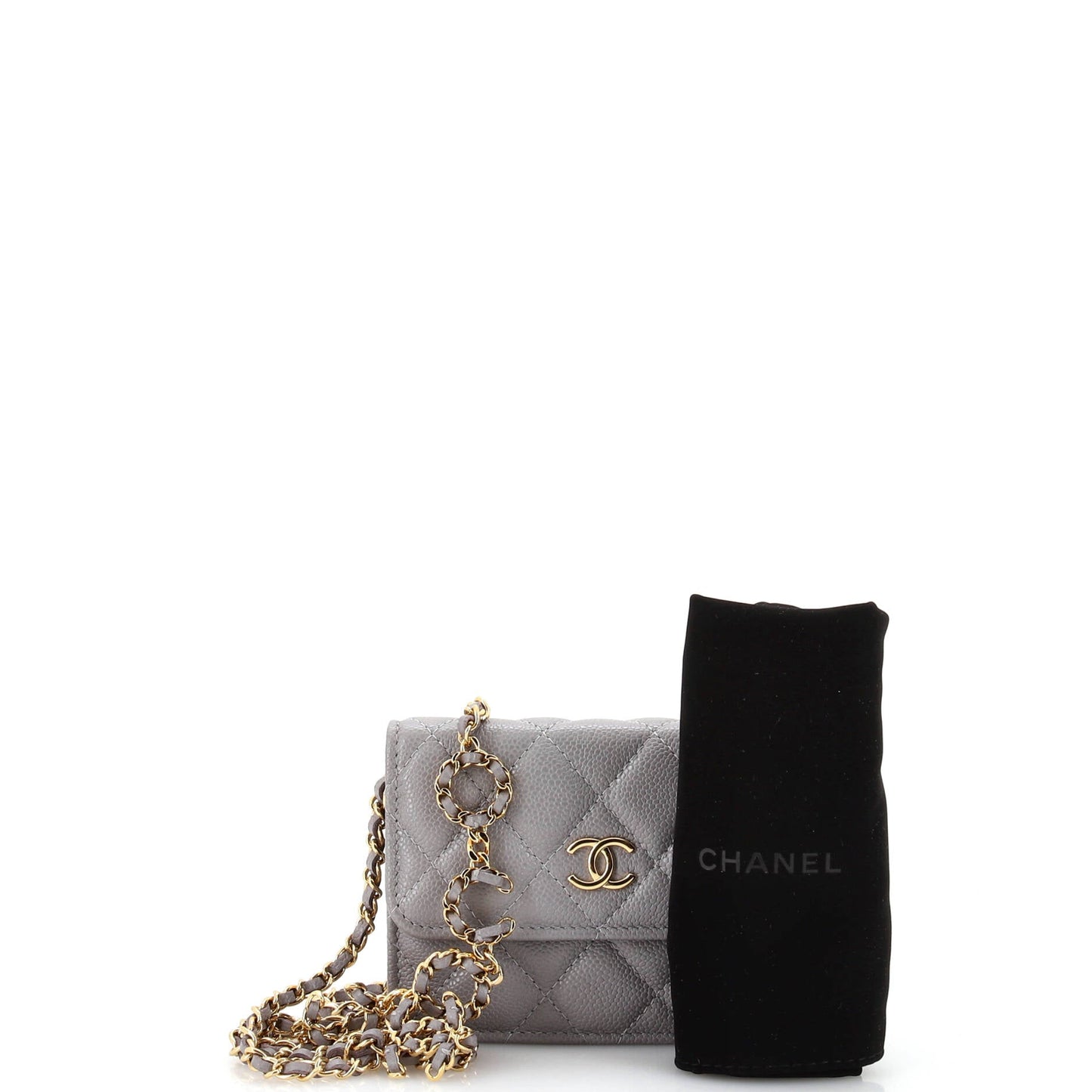 Miss Coco Strap Flap Clutch with Chain Quilted Caviar Mini