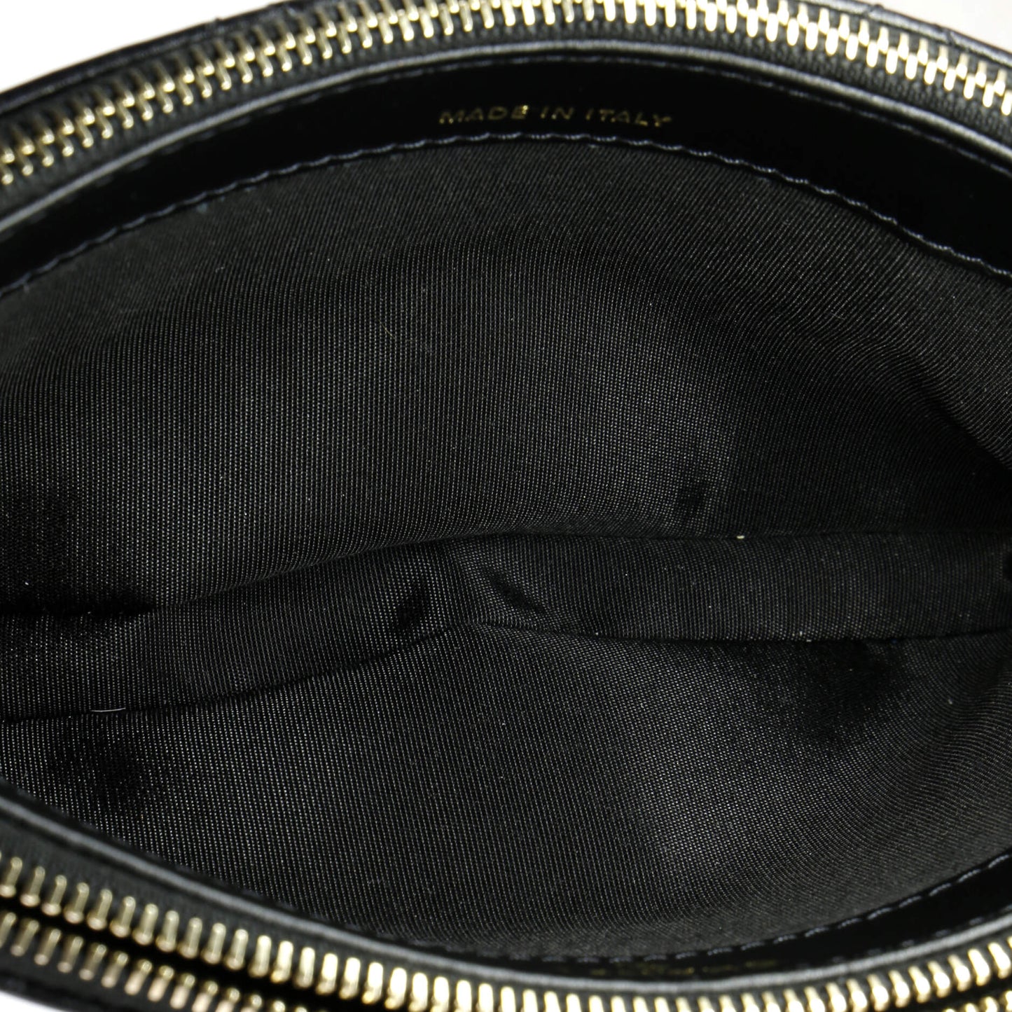 Double Zip Clutch with Chain Quilted Calfskin with Pearl Detail