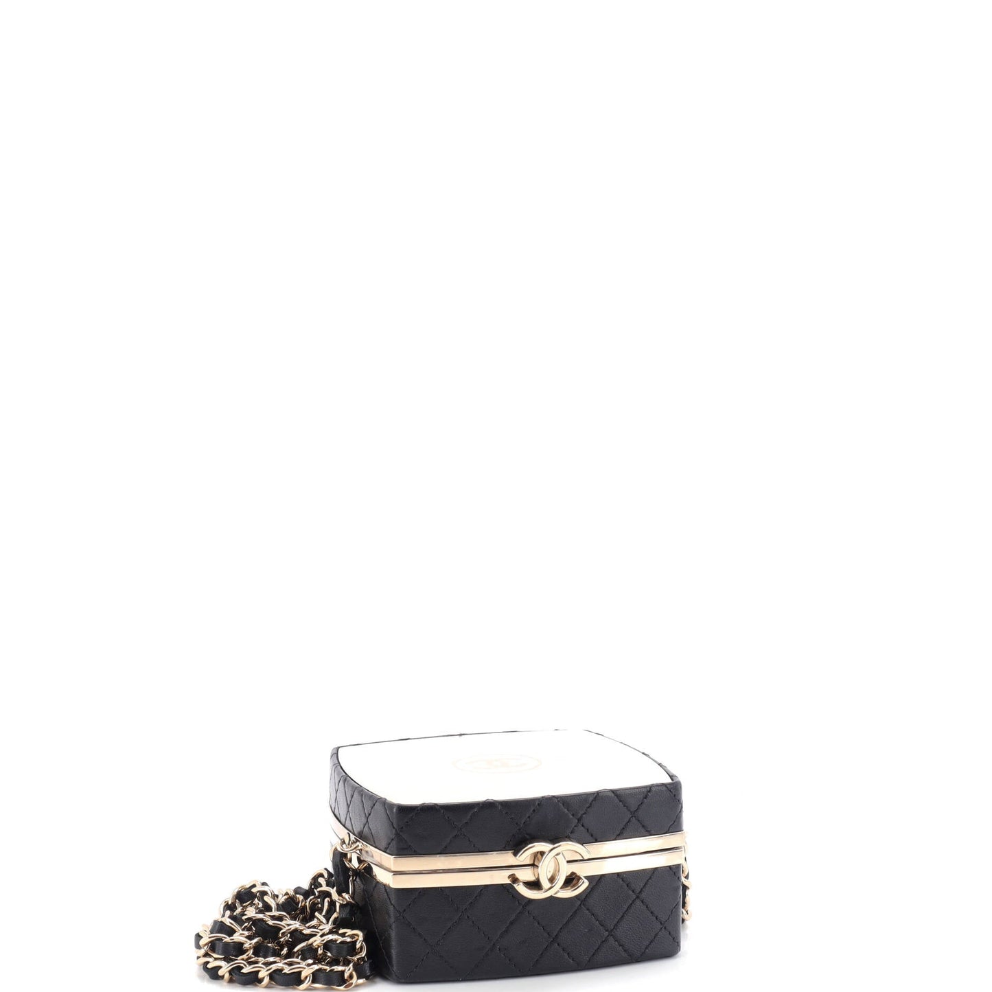 CC Make-Up Box Clutch with Chain Quilted Lambskin and Metal Small