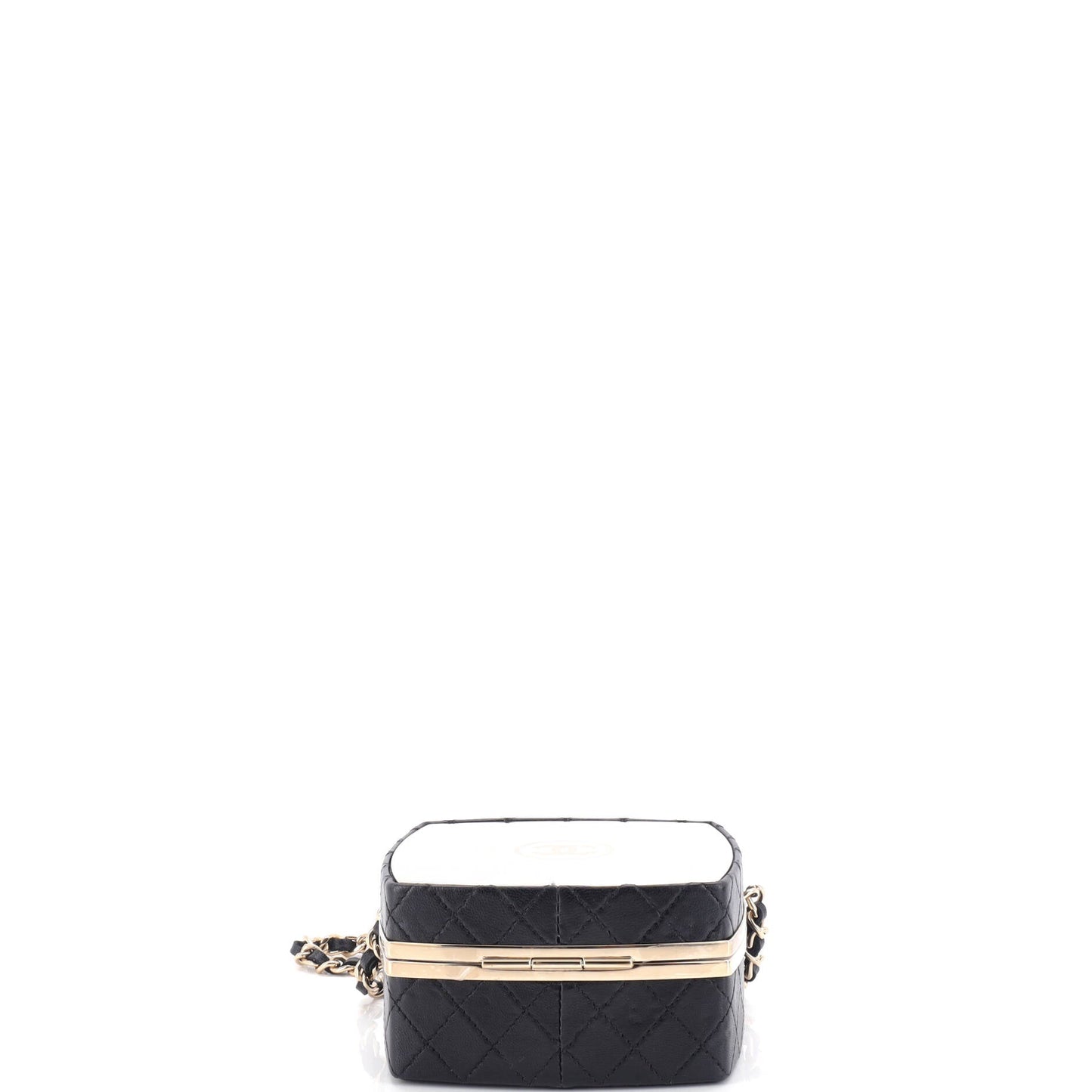 CC Make-Up Box Clutch with Chain Quilted Lambskin and Metal Small