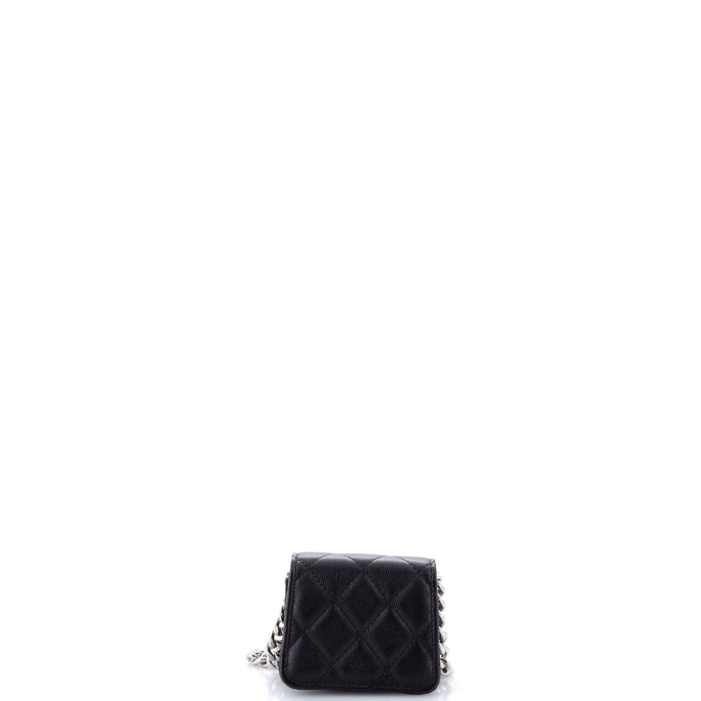 Coco Enamel Strap Flap Clutch with Chain Quilted Caviar Mini