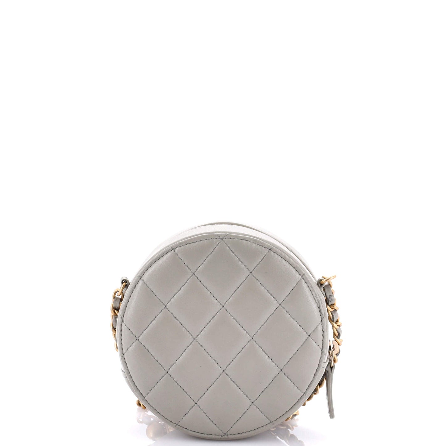 Pearl Crush Round Clutch with Chain Quilted Lambskin