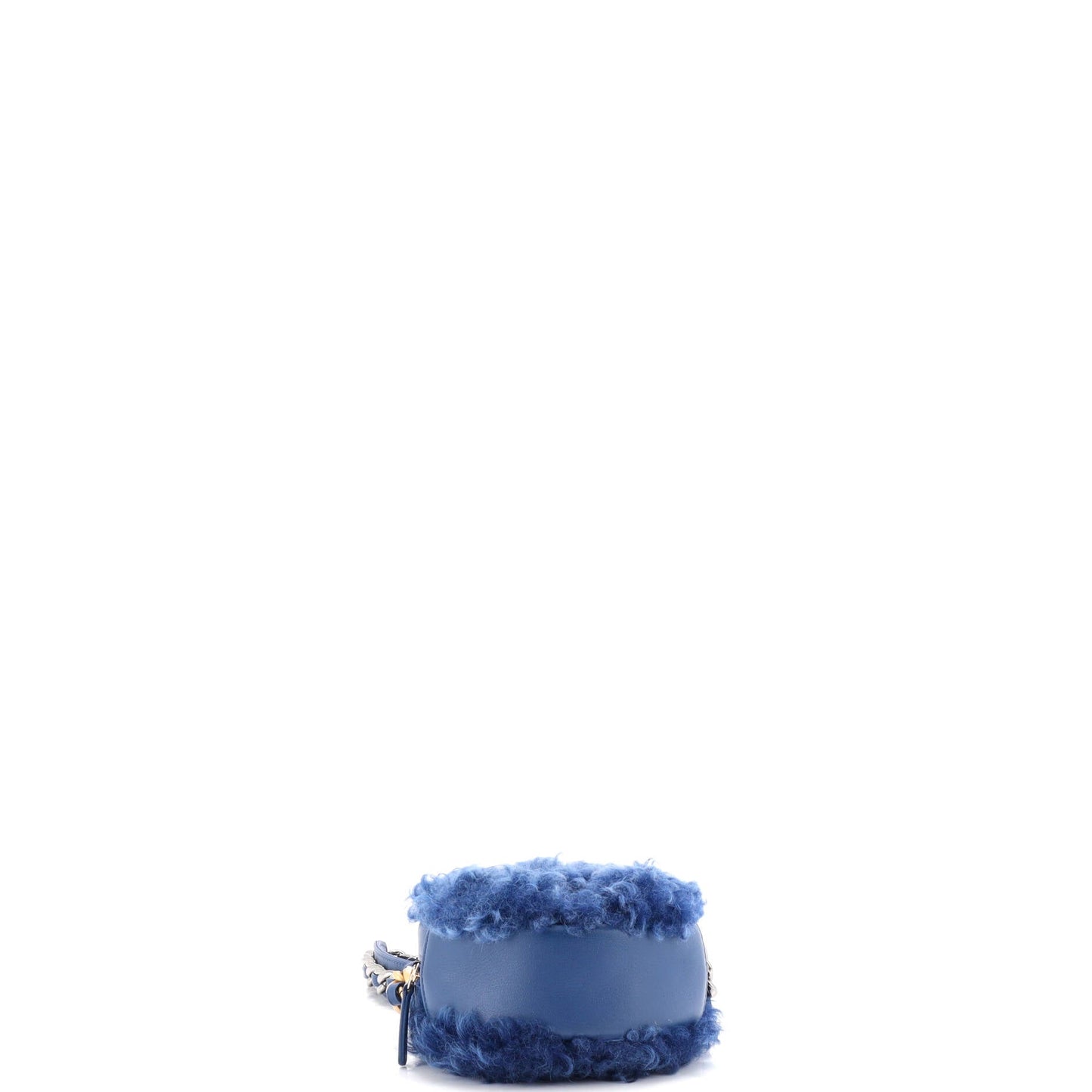 19 Round Clutch with Chain Quilted Shearling