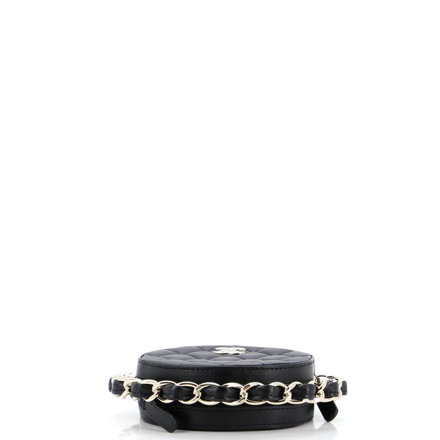 Frame Chain Around Round Clutch with Chain Quilted Lambskin Mini
