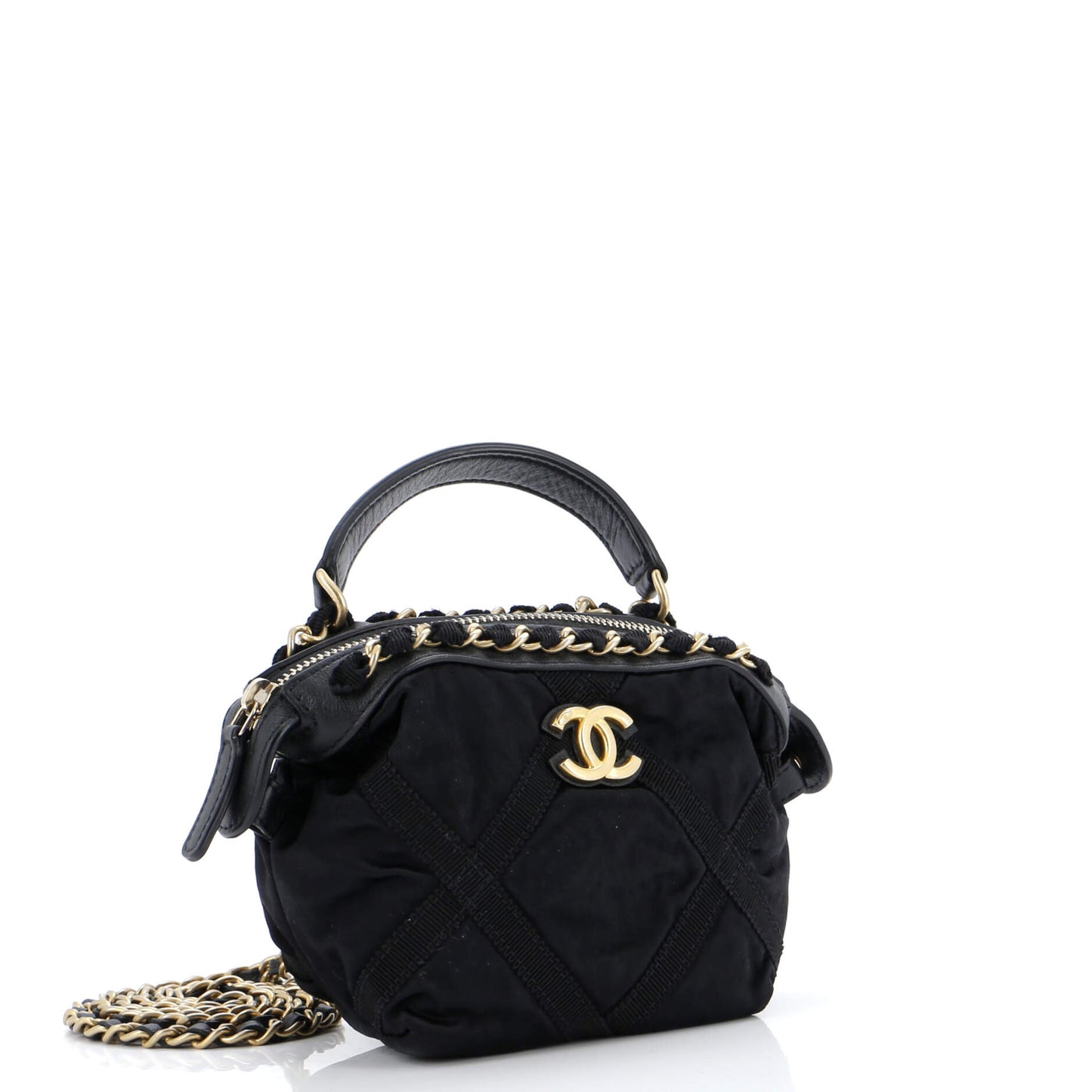 Top Handle Clutch with Chain Nylon with Grosgrain Mini