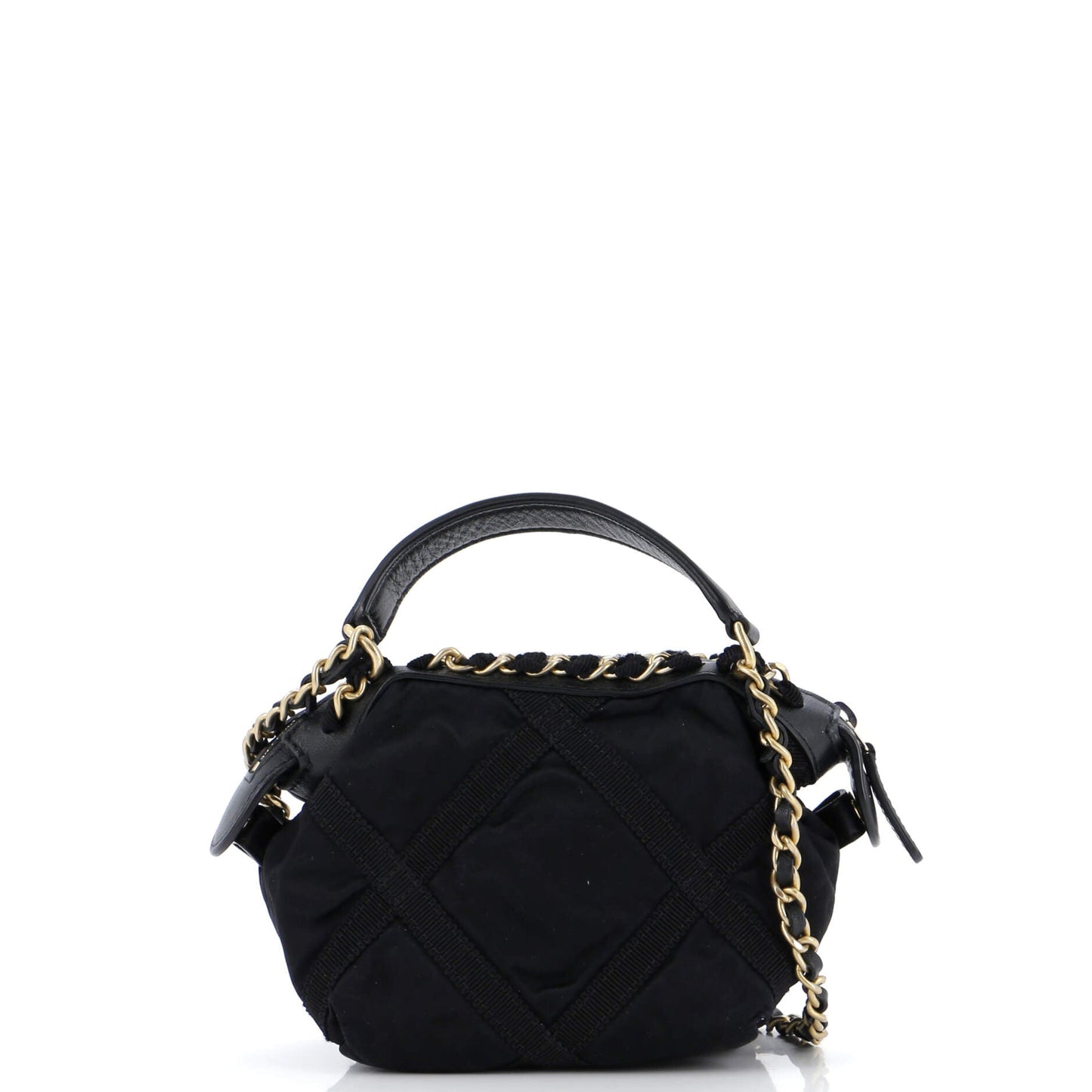 Top Handle Clutch with Chain Nylon with Grosgrain Mini