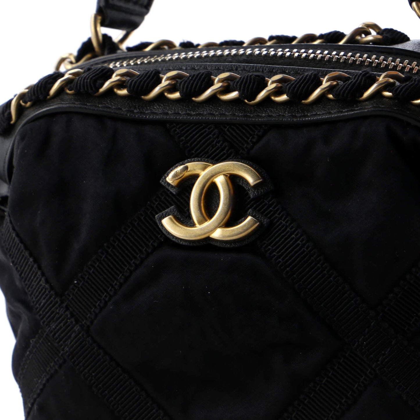 Top Handle Clutch with Chain Nylon with Grosgrain Mini