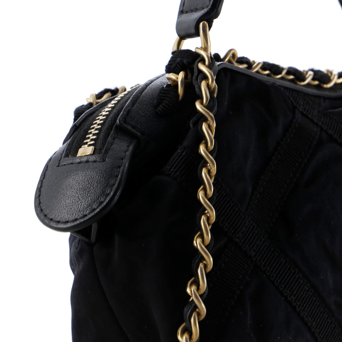 Top Handle Clutch with Chain Nylon with Grosgrain Mini