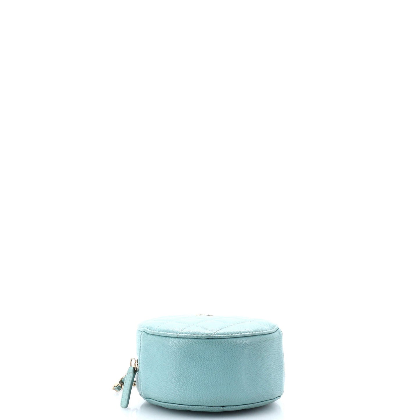 Round Clutch with Chain Quilted Caviar Mini