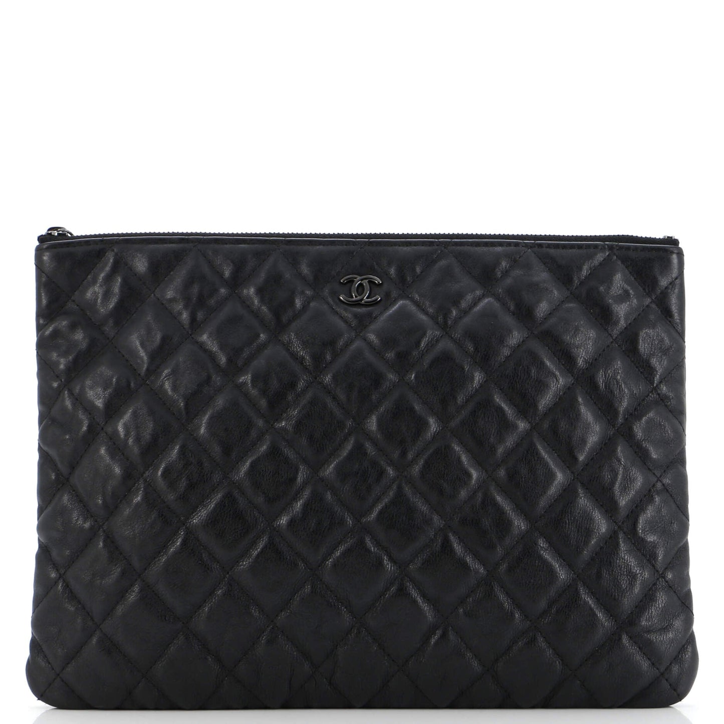 O Case Clutch Quilted Crumpled Calfskin Medium
