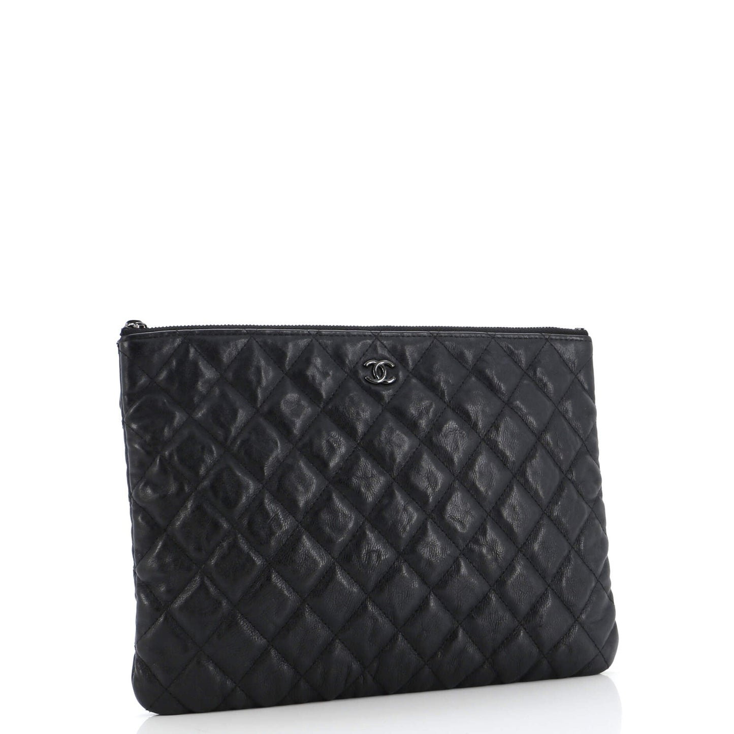 O Case Clutch Quilted Crumpled Calfskin Medium