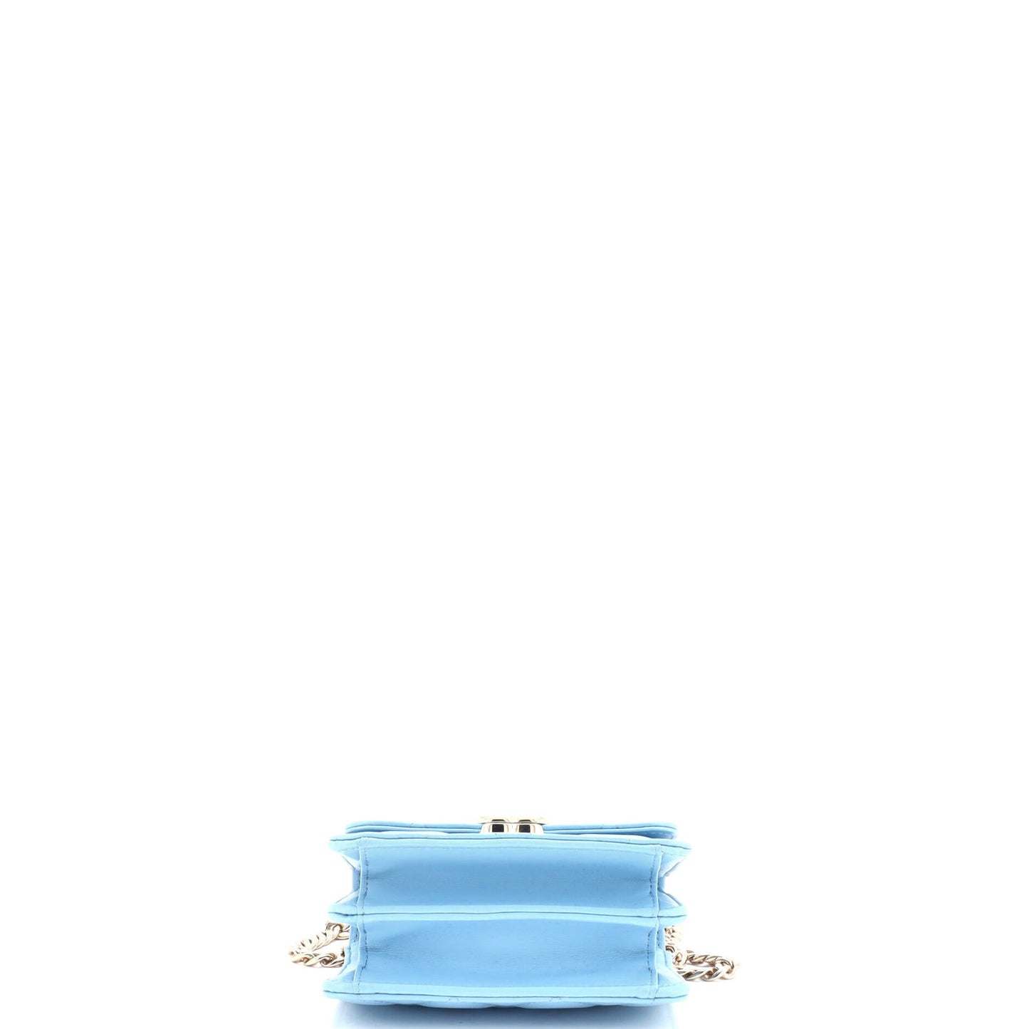 Coco Enamel Top Handle Flap Clutch with Chain Quilted Lambskin