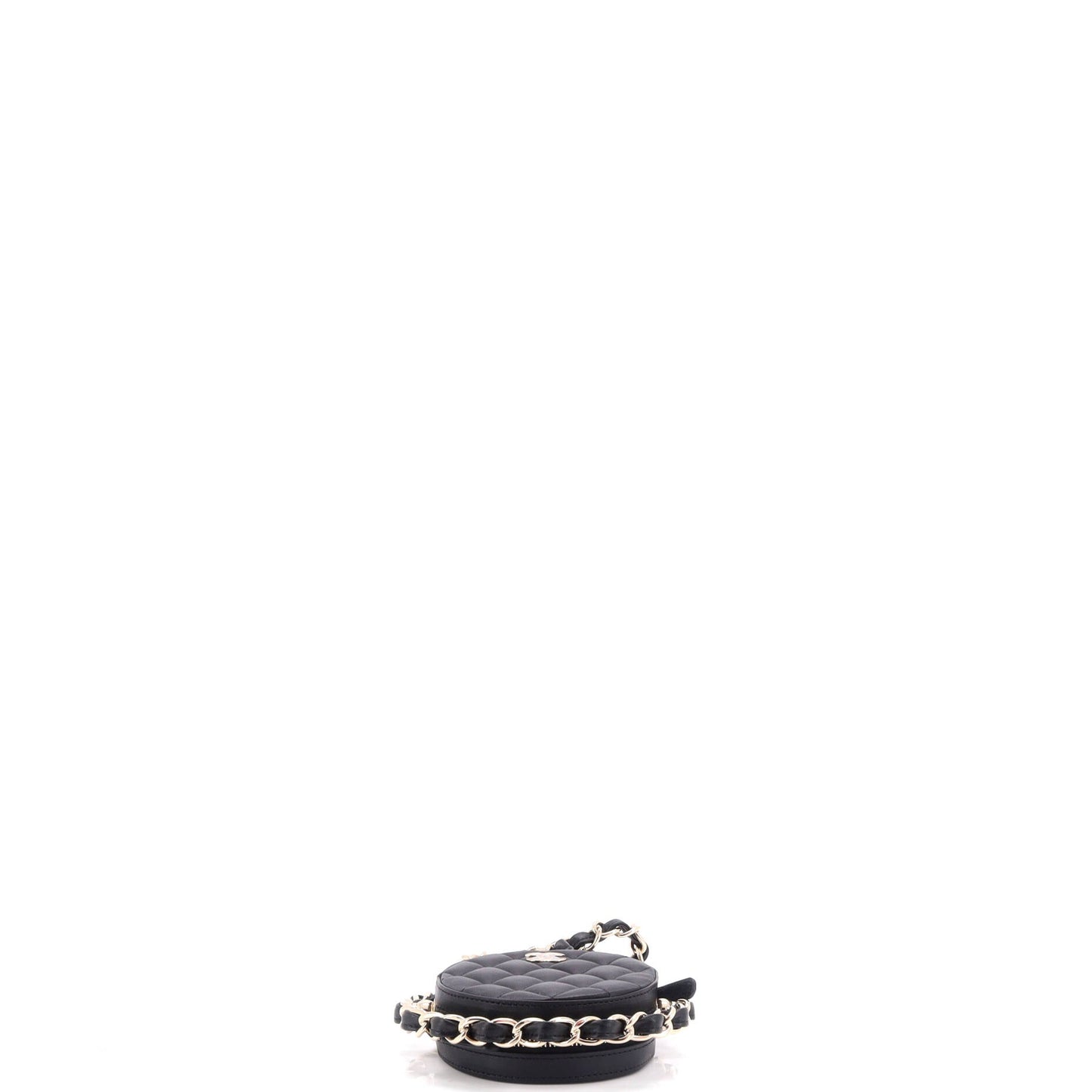 Frame Chain Around Round Clutch with Chain Quilted Lambskin Mini