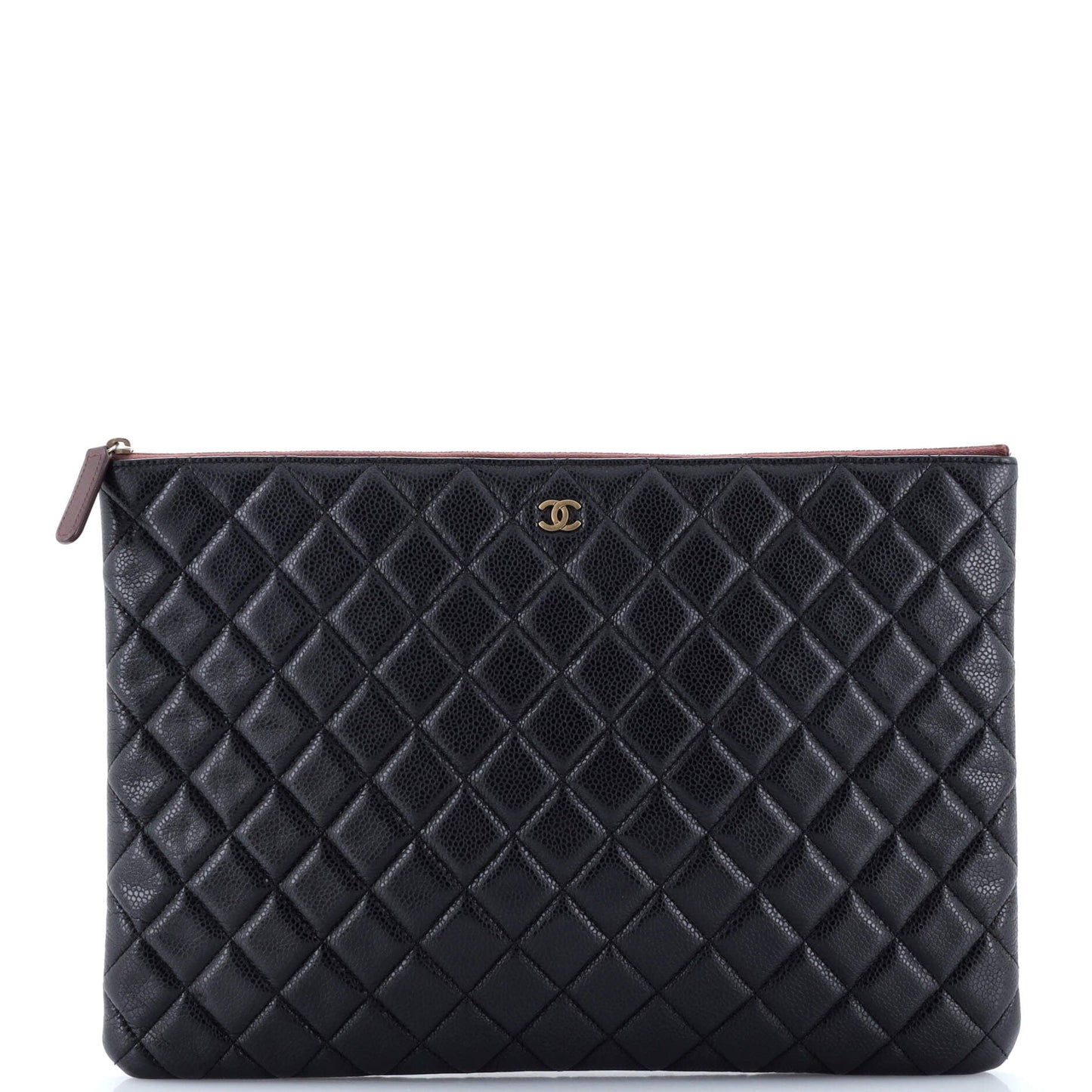 O Case Clutch Quilted Caviar Large