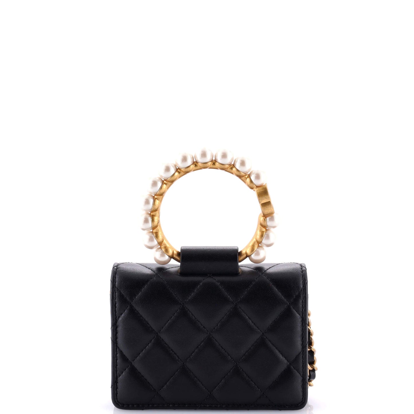 Pearl Crown Clutch with Chain Quilted Lambskin