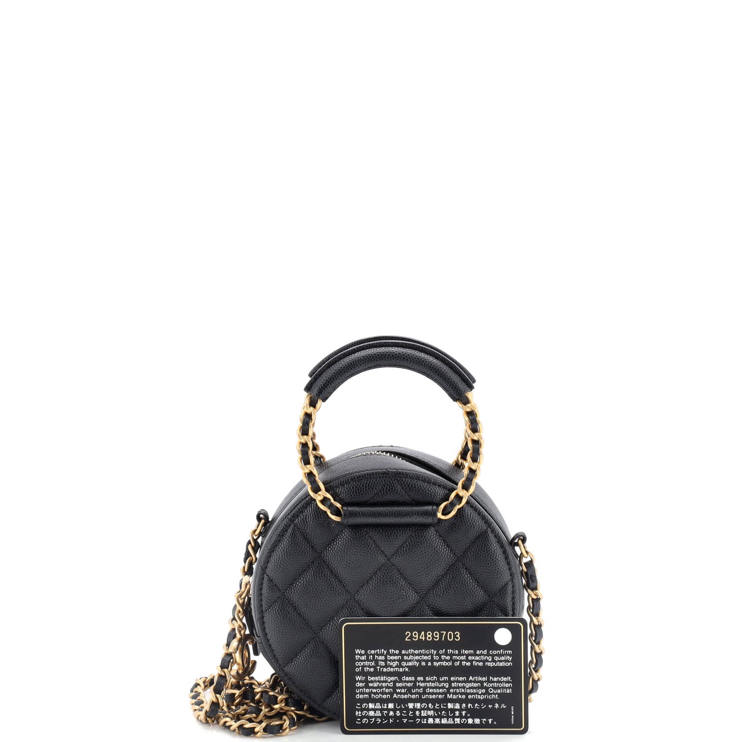 In The Loop Round Clutch with Chain Quilted Caviar Mini