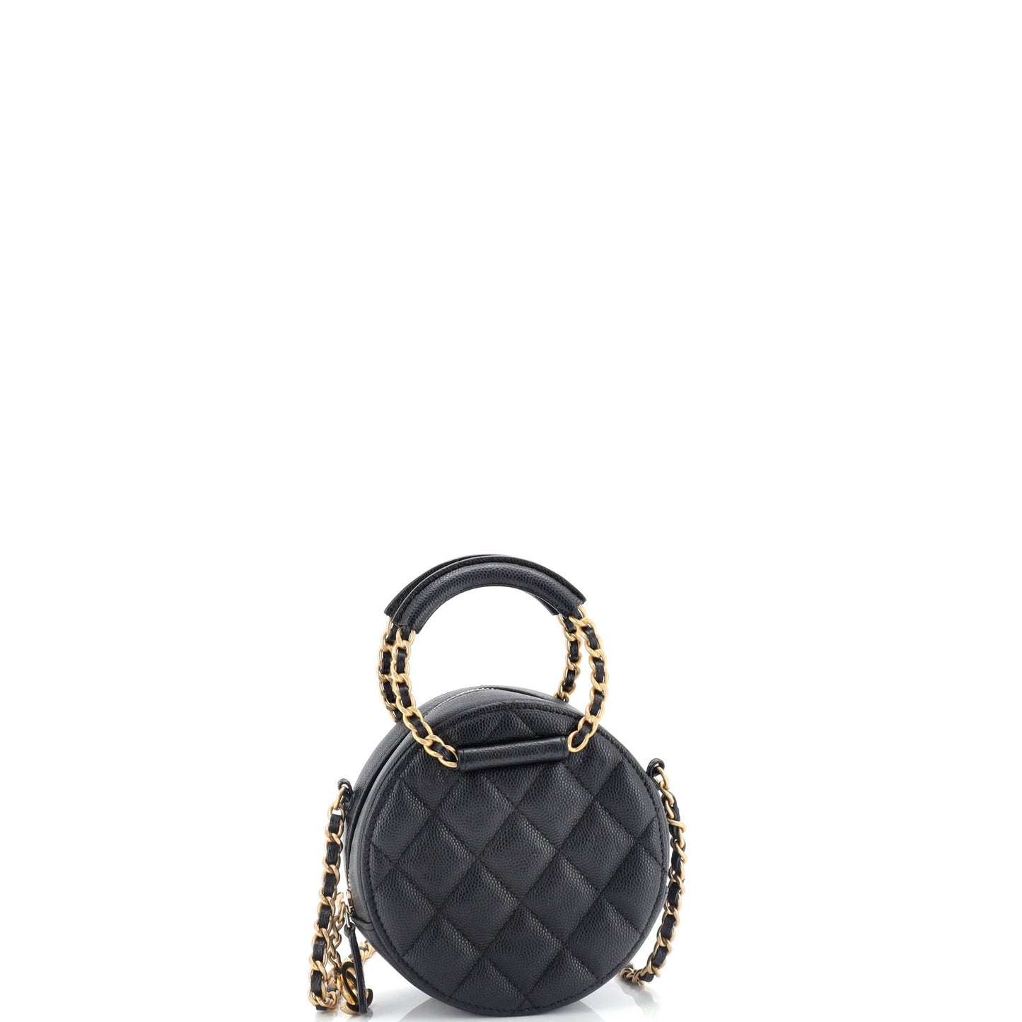 In The Loop Round Clutch with Chain Quilted Caviar Mini