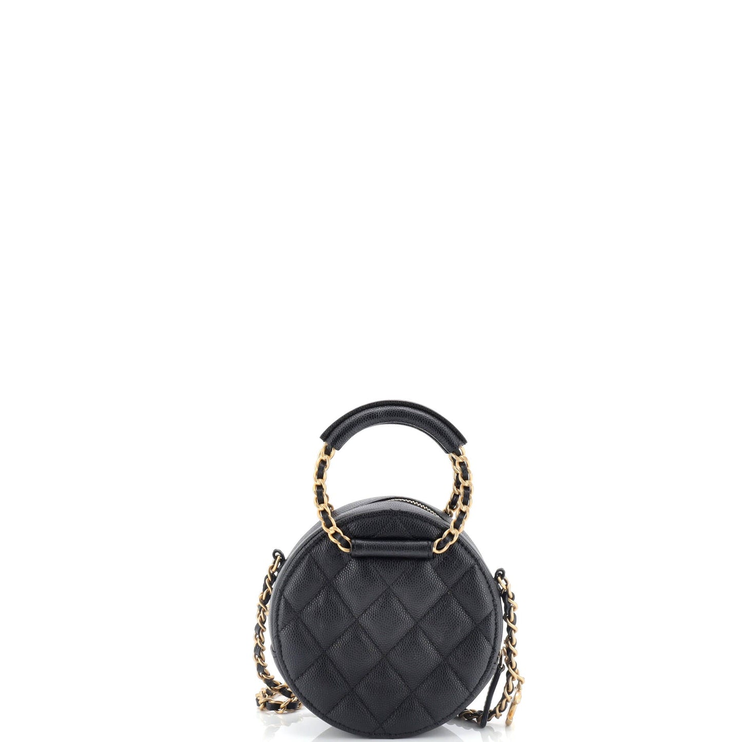 In The Loop Round Clutch with Chain Quilted Caviar Mini