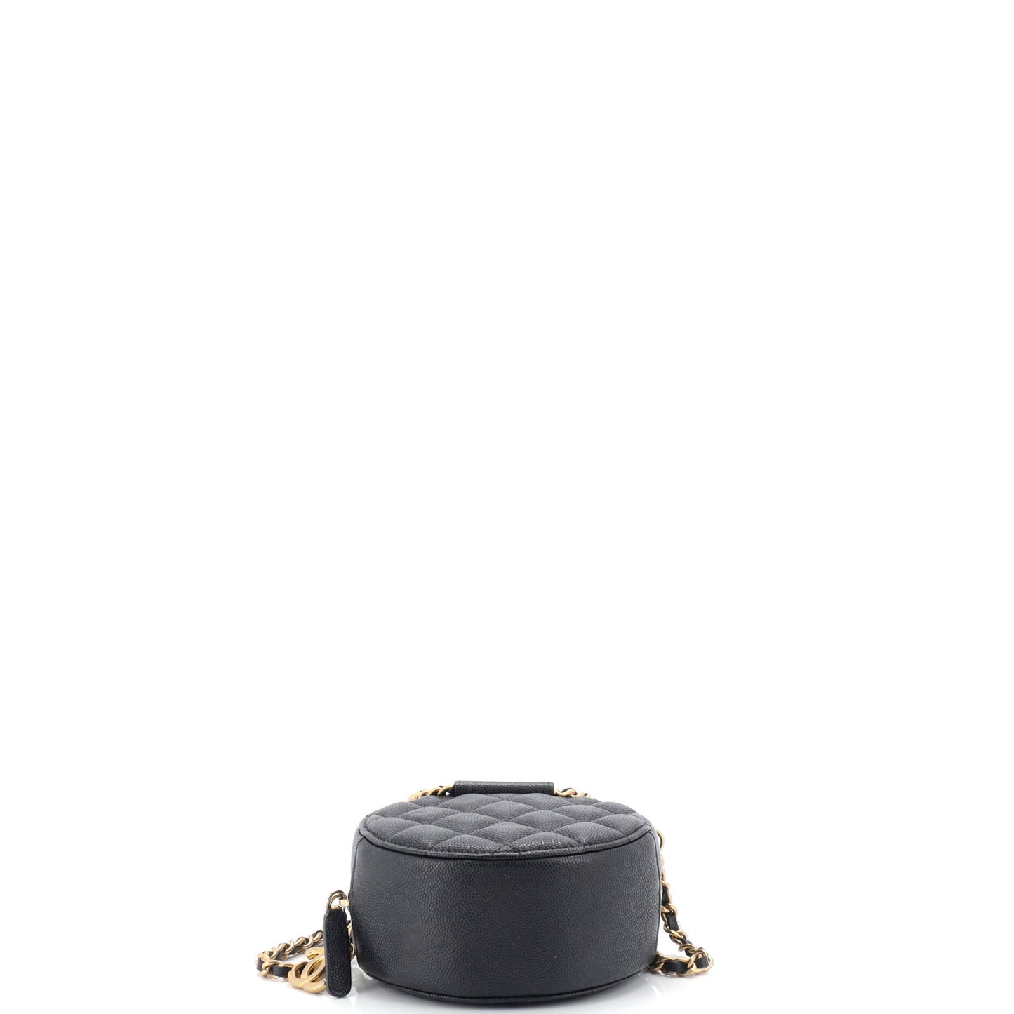 In The Loop Round Clutch with Chain Quilted Caviar Mini