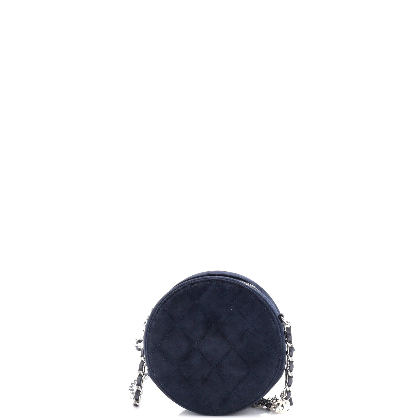 Star Round Clutch with Chain Quilted Suede with Crystal Embellished Charms