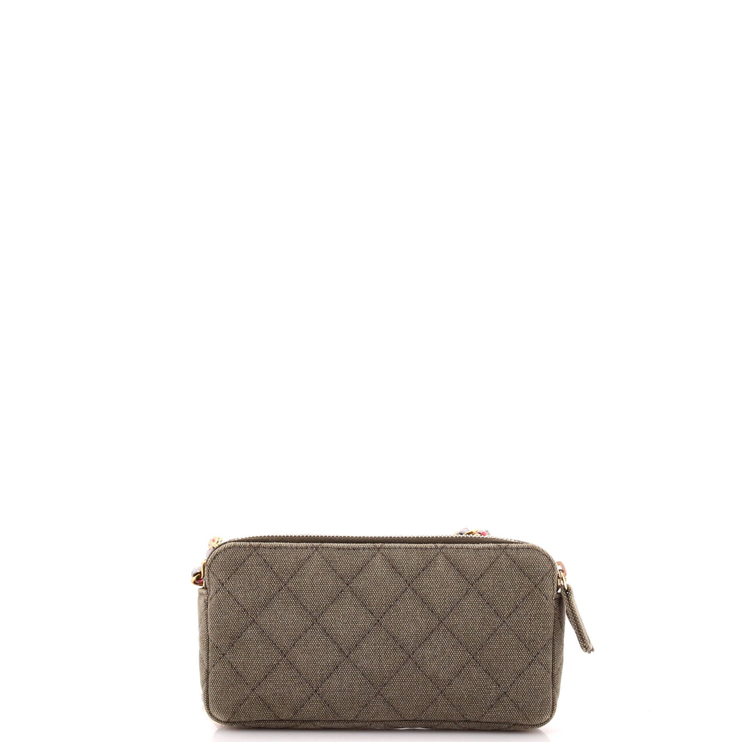 Cuba Charms Double Zip Clutch with Chain Quilted Canvas