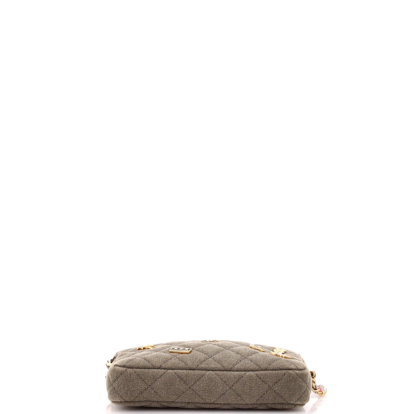 Cuba Charms Double Zip Clutch with Chain Quilted Canvas