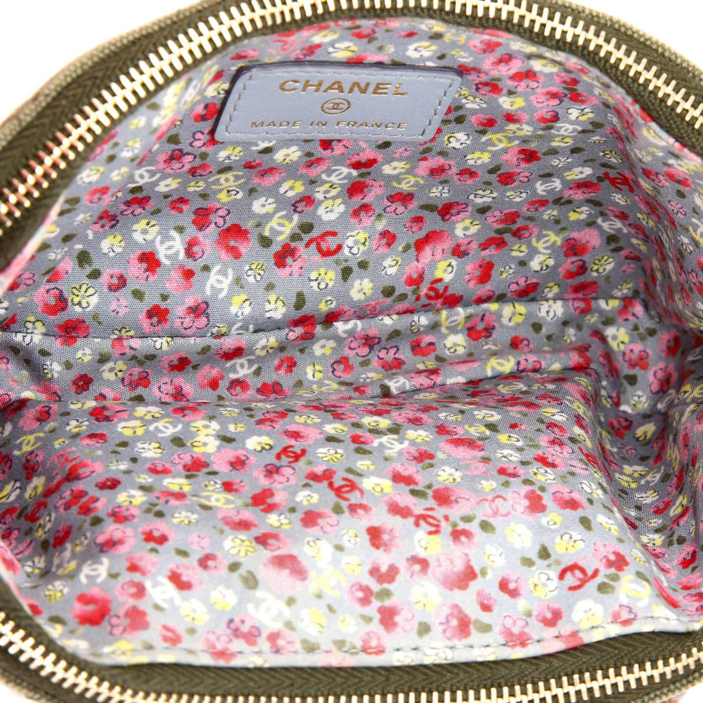Cuba Charms Double Zip Clutch with Chain Quilted Canvas