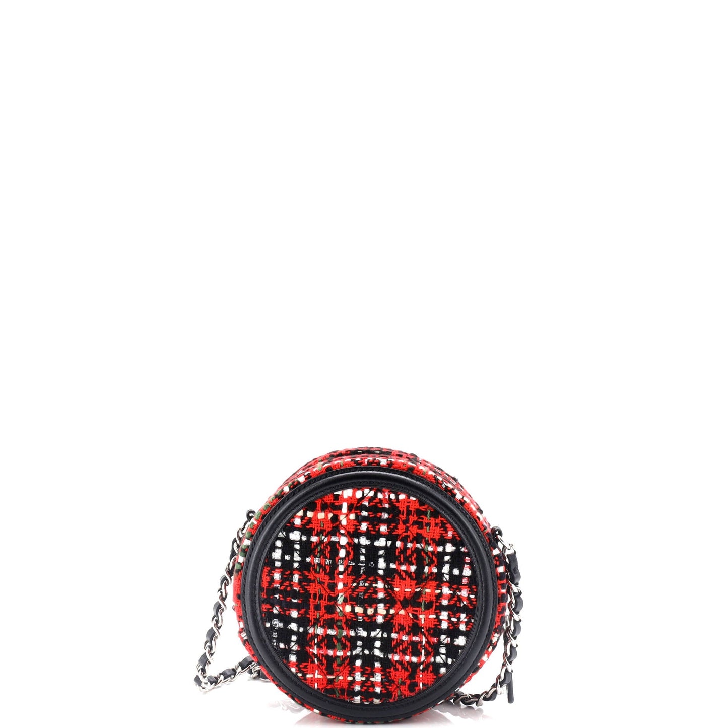 Filigree Round Clutch with Chain Quilted Tweed Mini